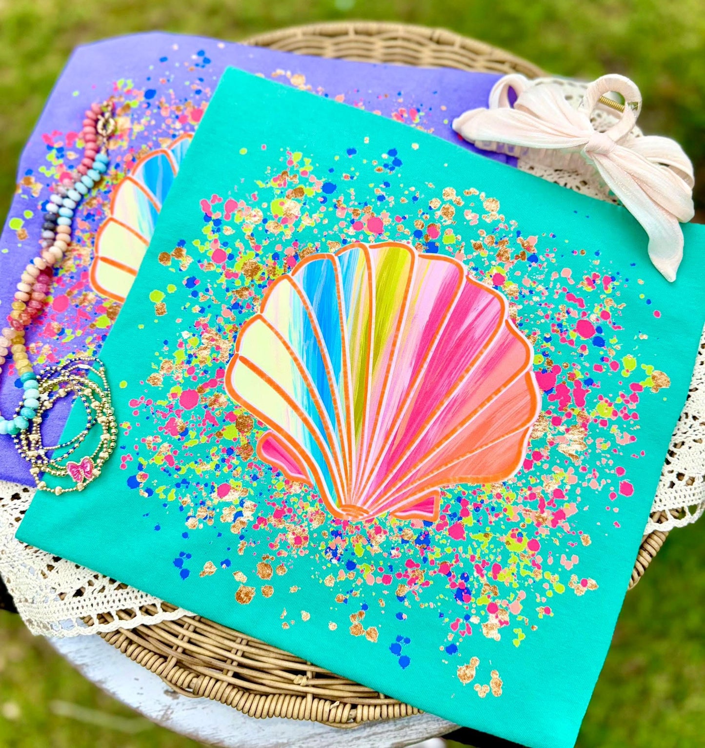 Splatter Shell DTF Graphics (Seafoam)
