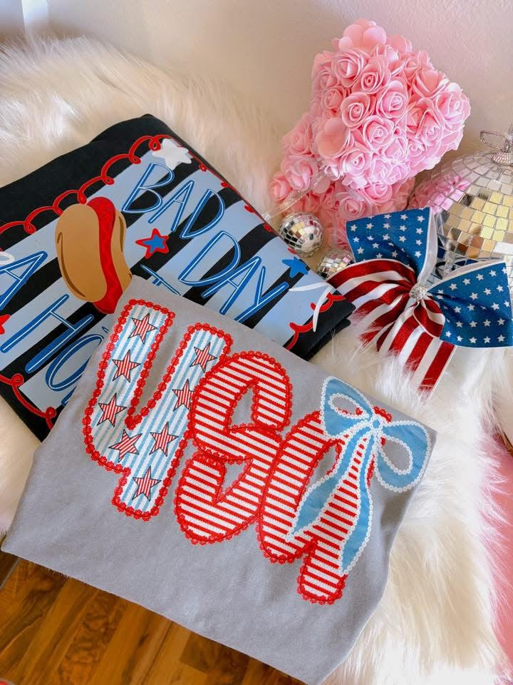 USA Stripes & Bow DTF Graphics