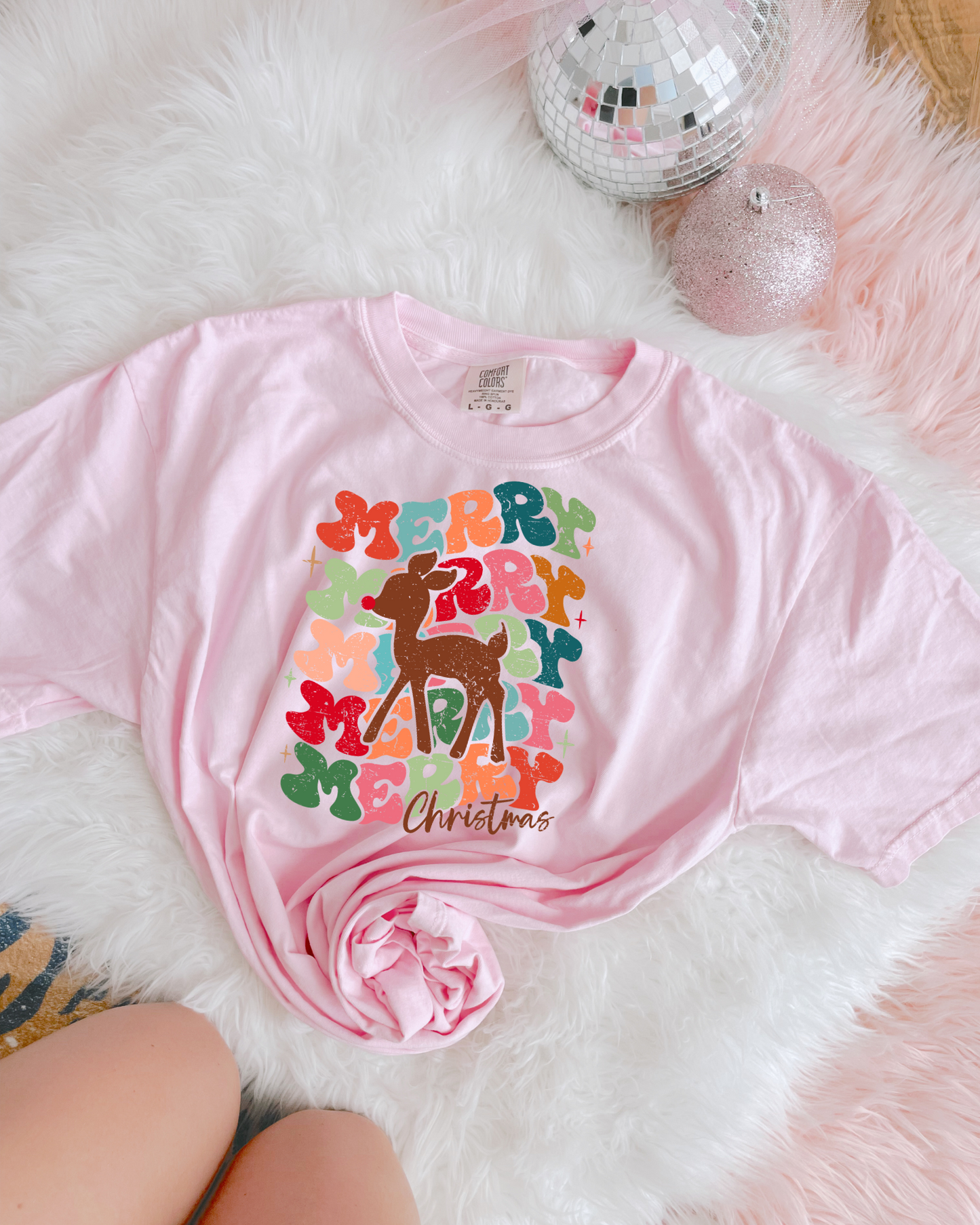 Merry Reindeer Rainbow DTF Graphics