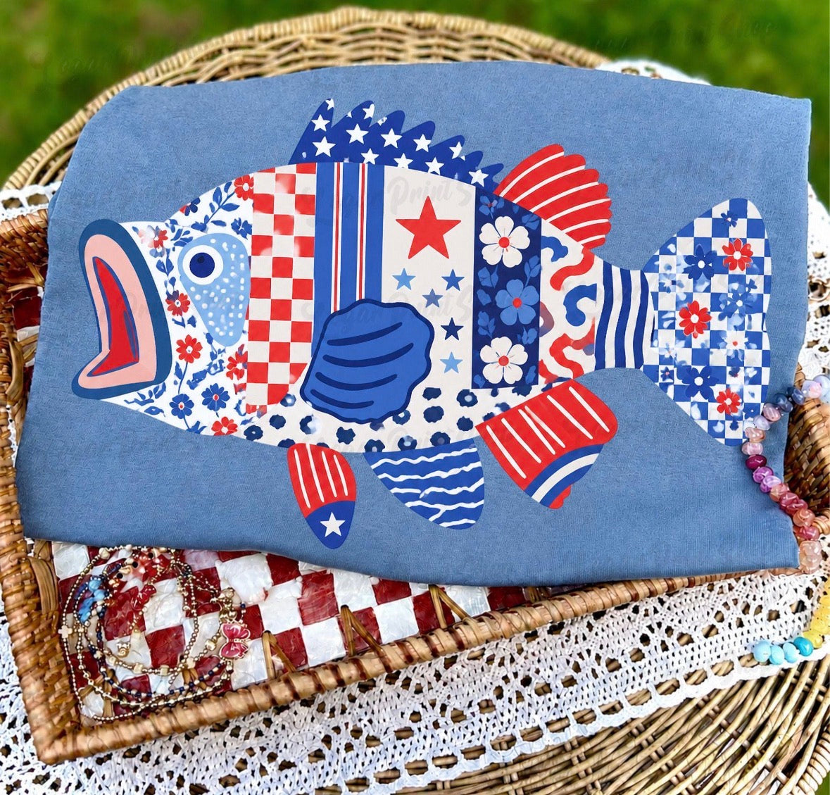 Patriotic Fish DTF Graphics
