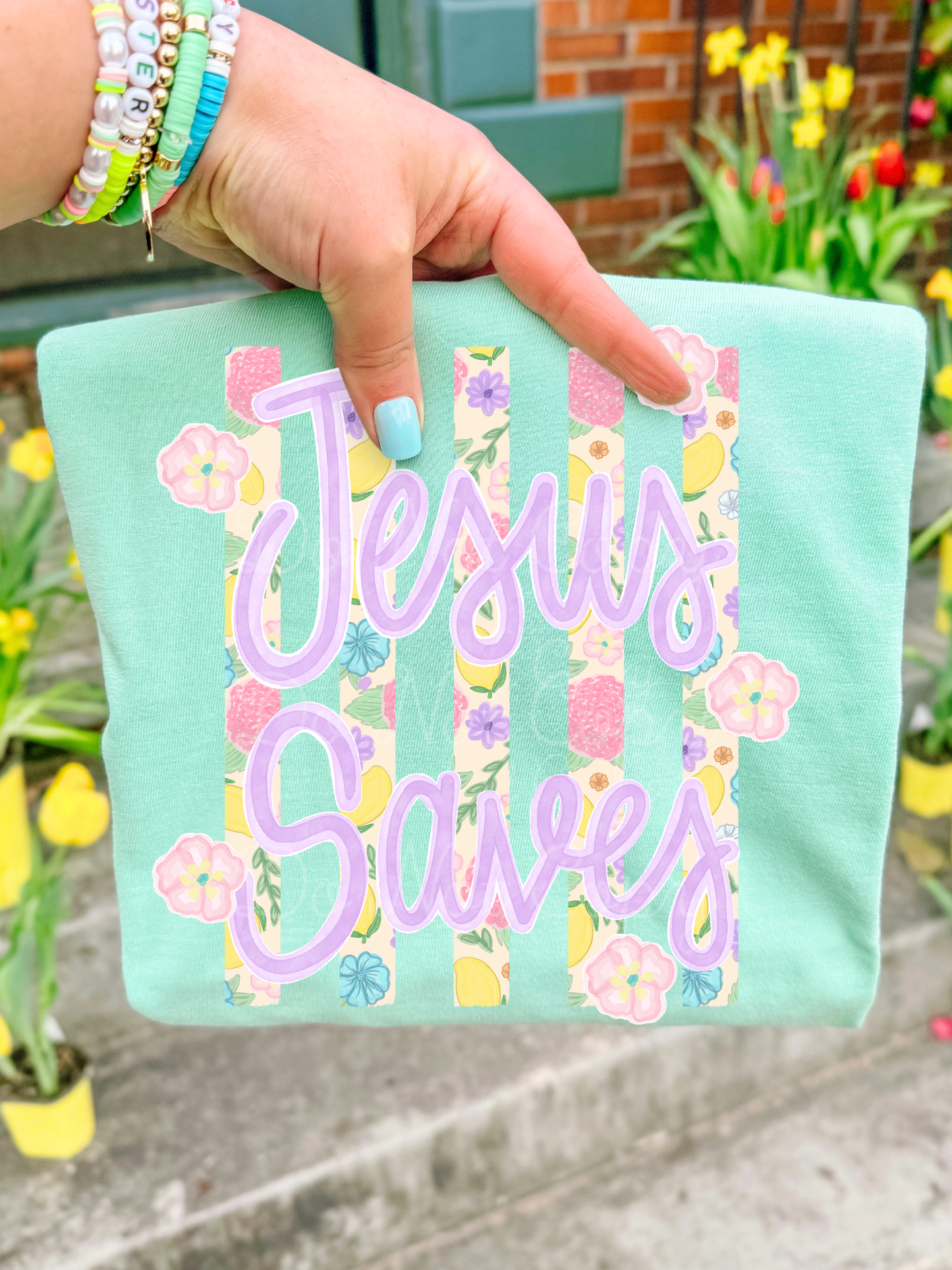 Jesus Saves Floral Stripes DTF Graphics