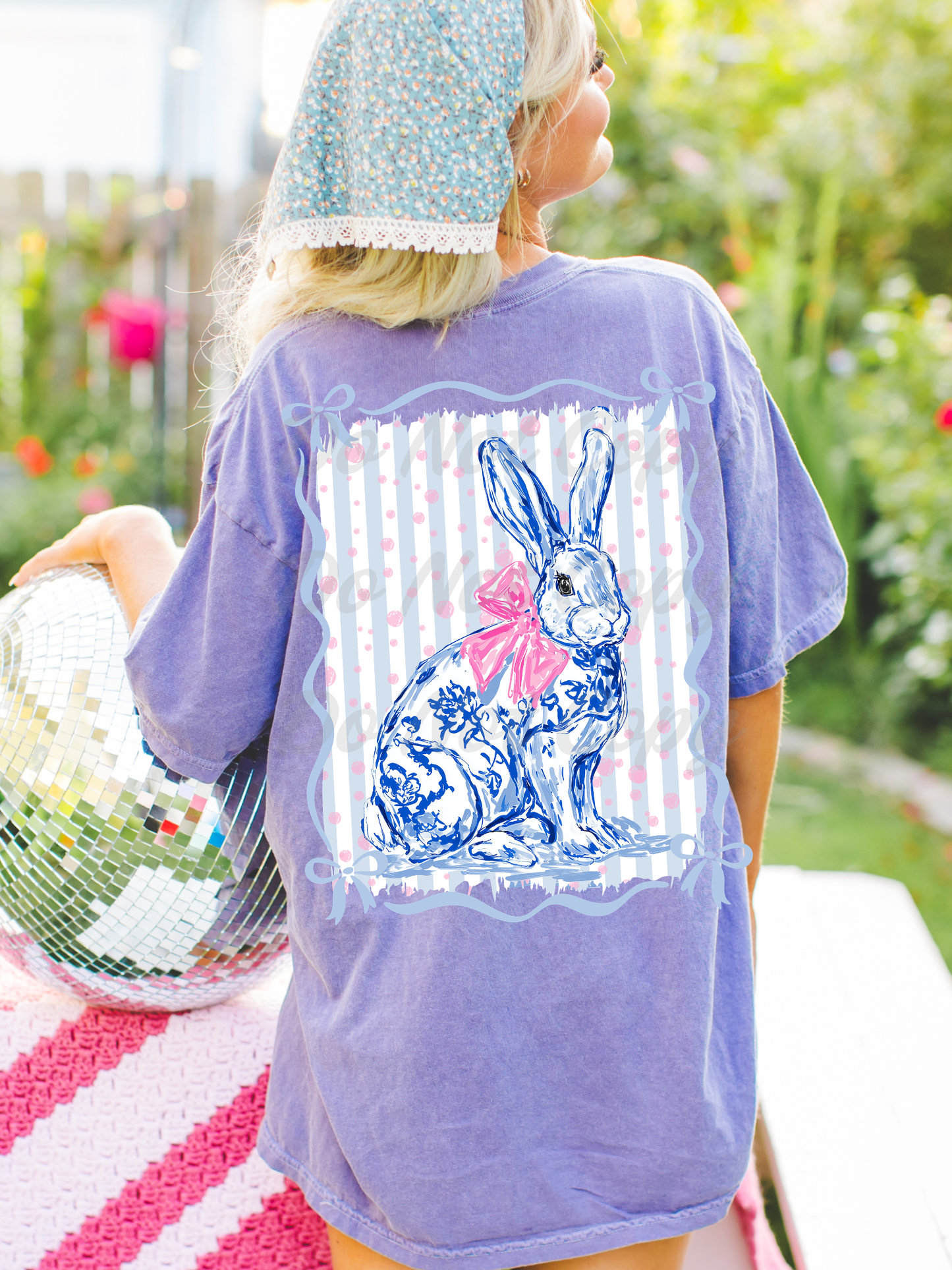 Floral Easter Bunny (on back) DTF Graphics
