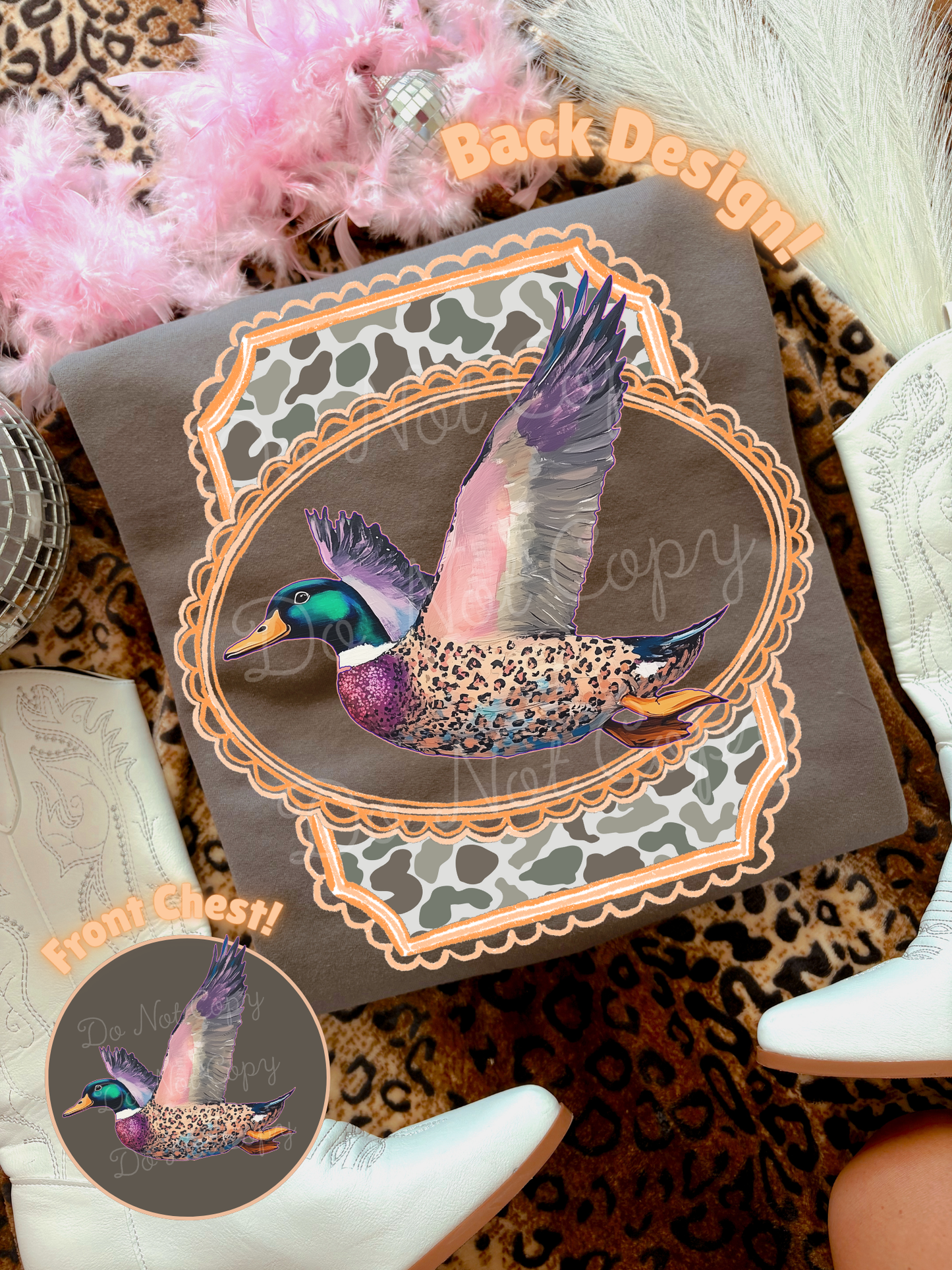 Duck With Old School Camo (front & back) DTF Graphics