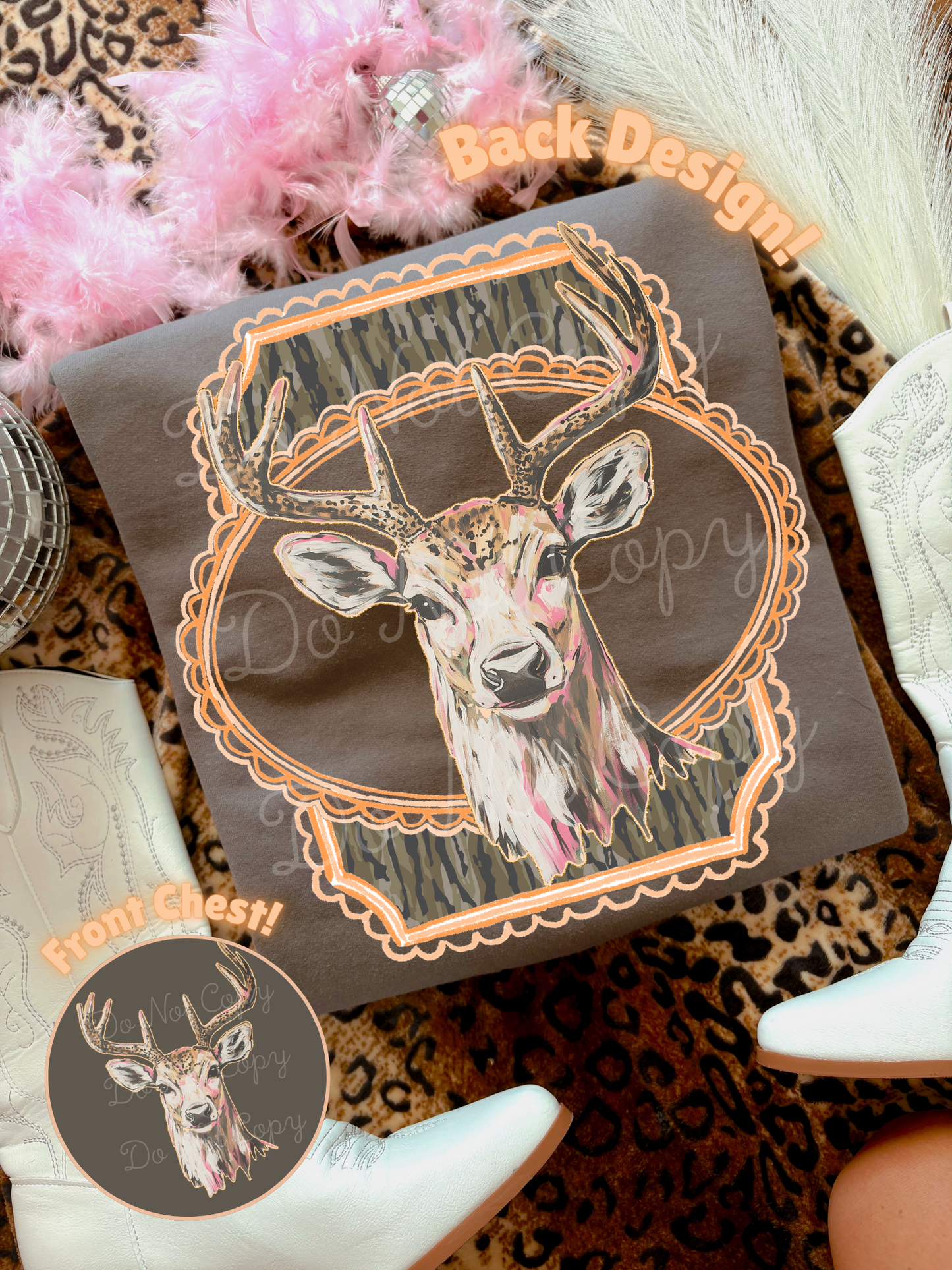 Deer With Bottomland Camo (front & back) DTF Graphics