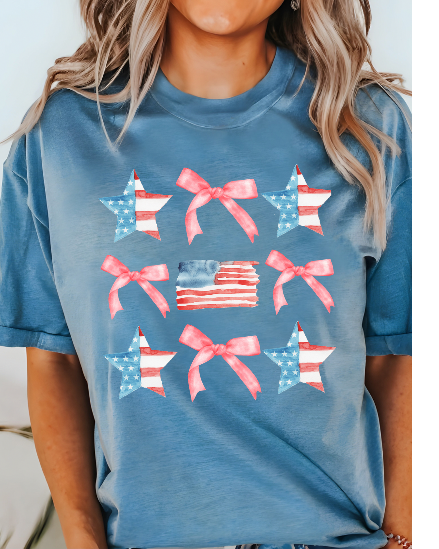 Patriotic Flag Bow Star DTF Graphics