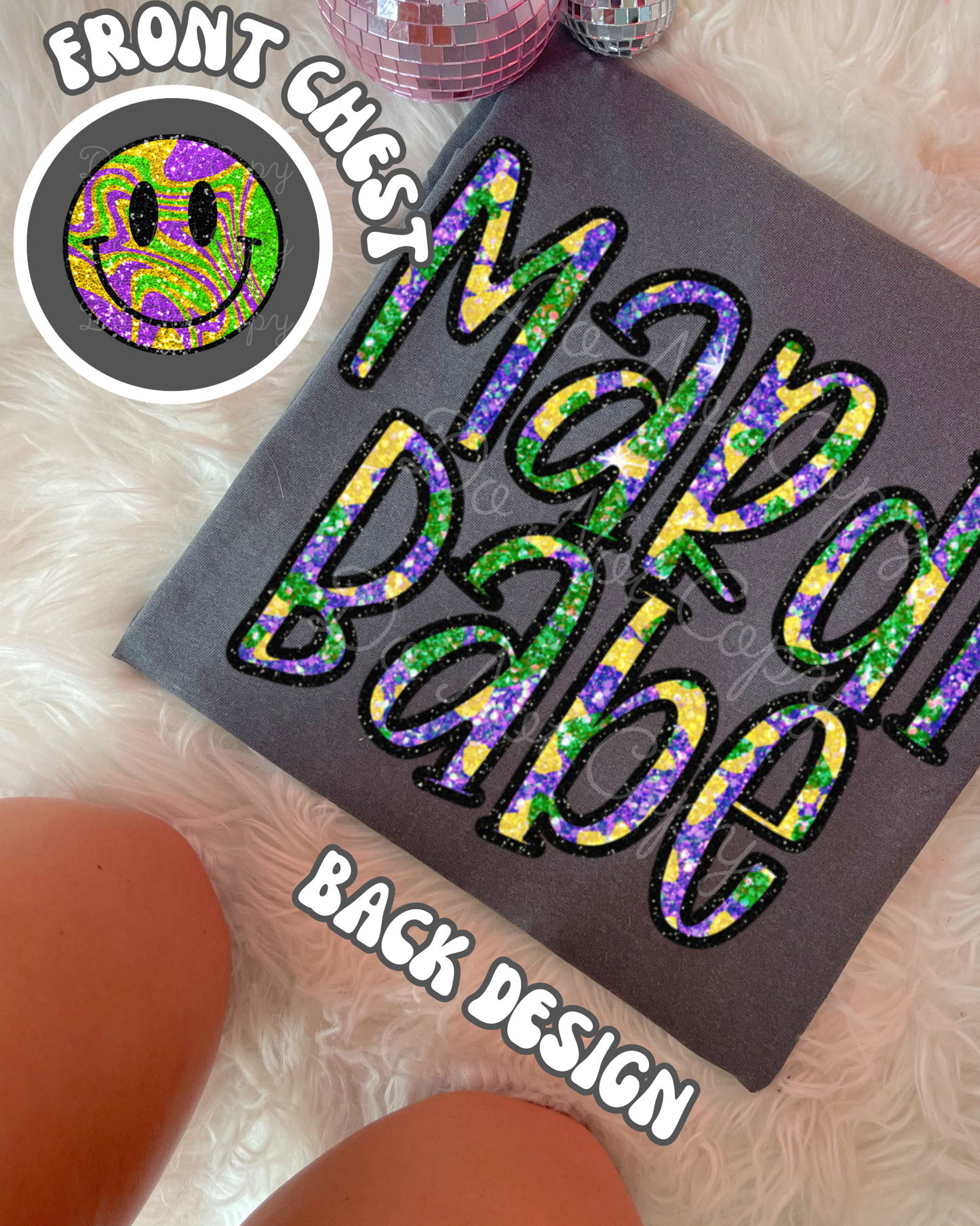 Mardi Babe (front & back) DTF Graphics