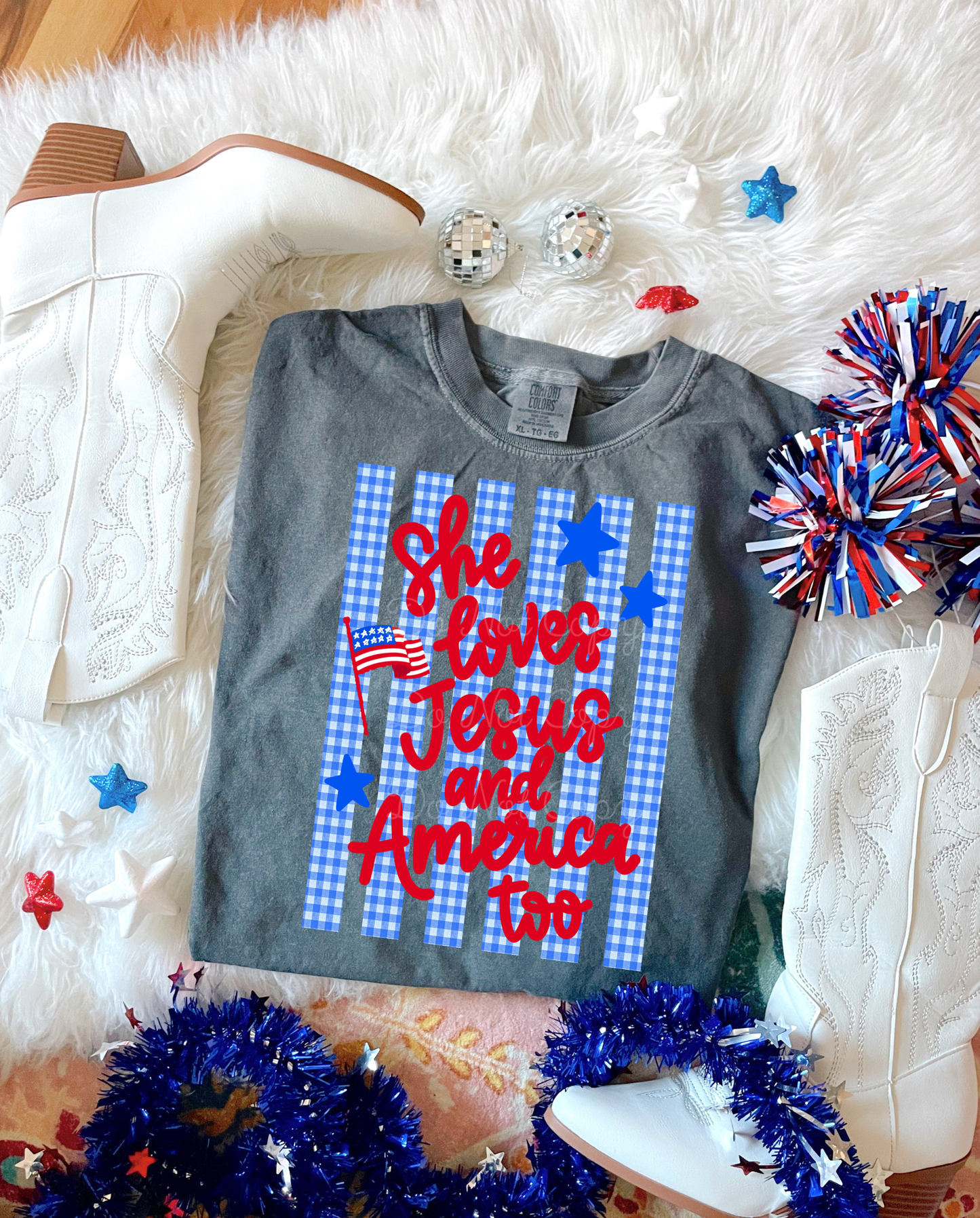 She Loves Jesus And America Too DTF Graphics