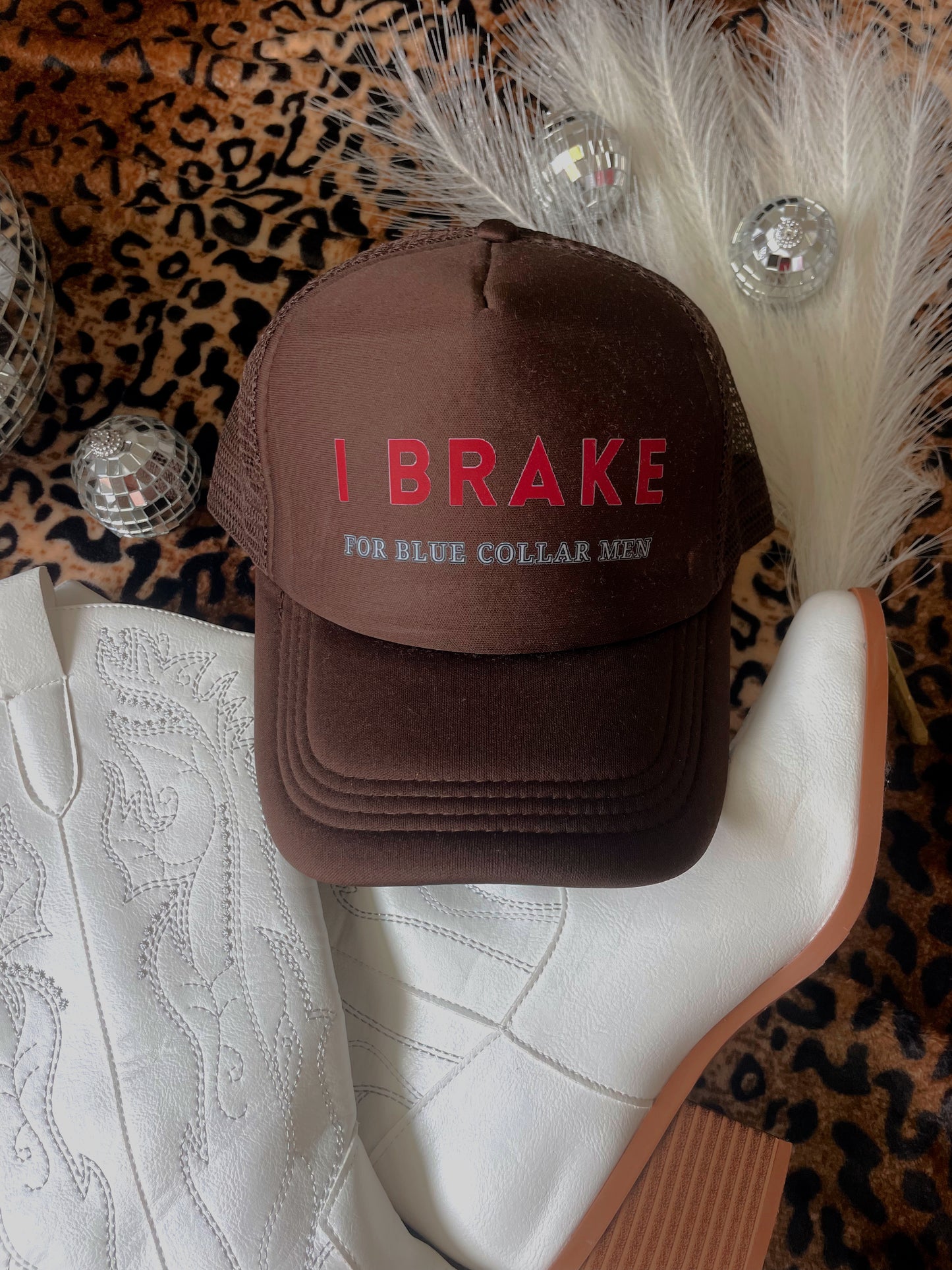 I Brake For Blue Collar Men Brown Hat (TAT 15 BIZ DAYS)