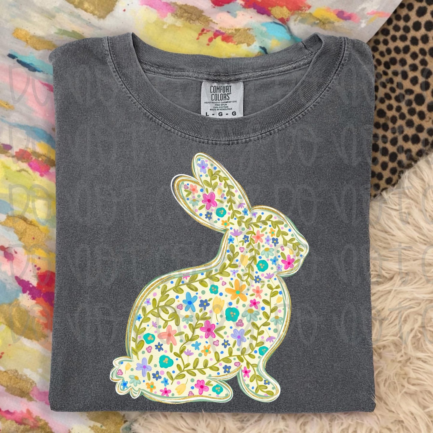 Floral Easter Bunny DTF Graphics