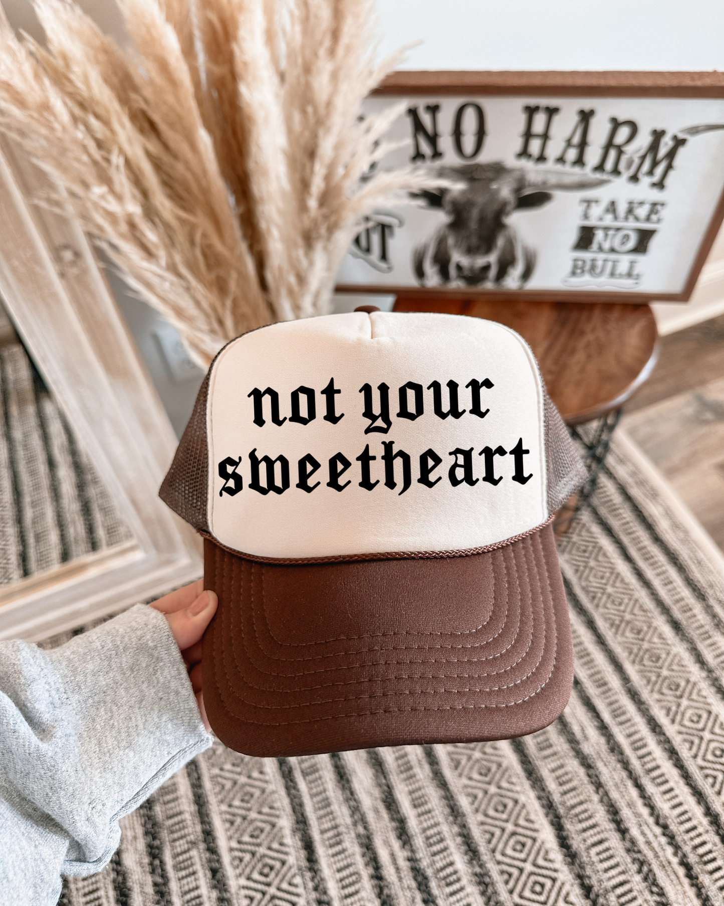 Not Your Sweetheart DTF Brown + Tan Hat (TAT 15 BIZ DAYS)