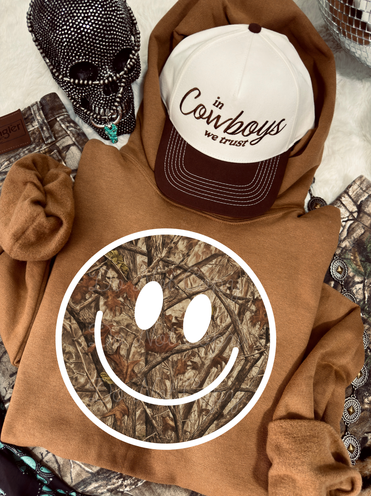 Camo Smiley Hoodie DTF Graphics