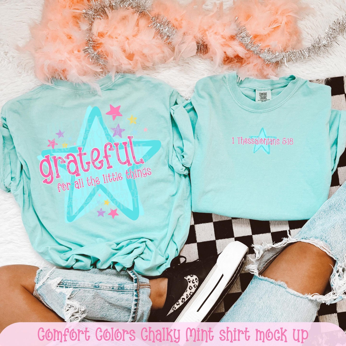 Grateful For All The Little Things (front & back) DTF Graphics