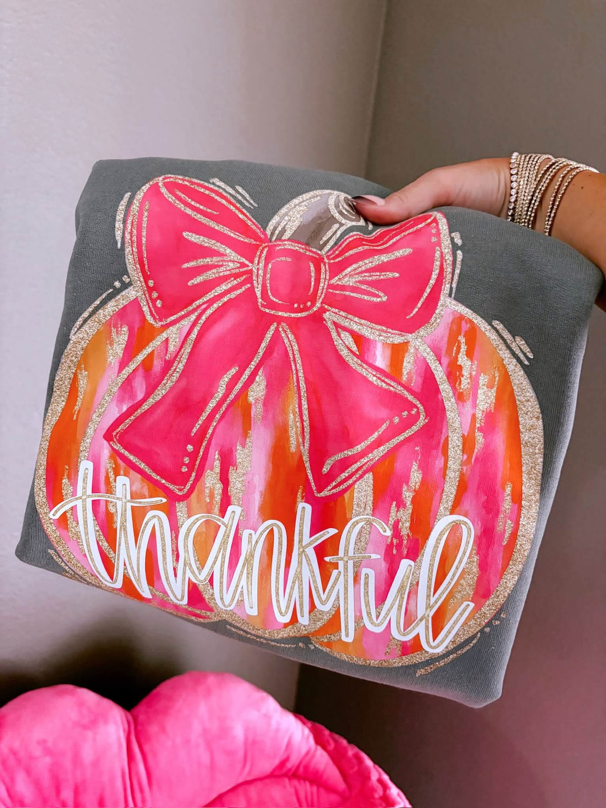 Thankful Pink Pumpkin DTF Graphics