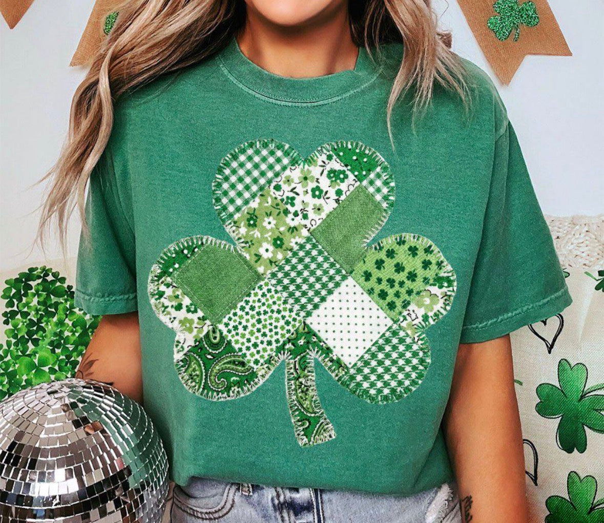 Faux Patch Shamrock DTF Graphics