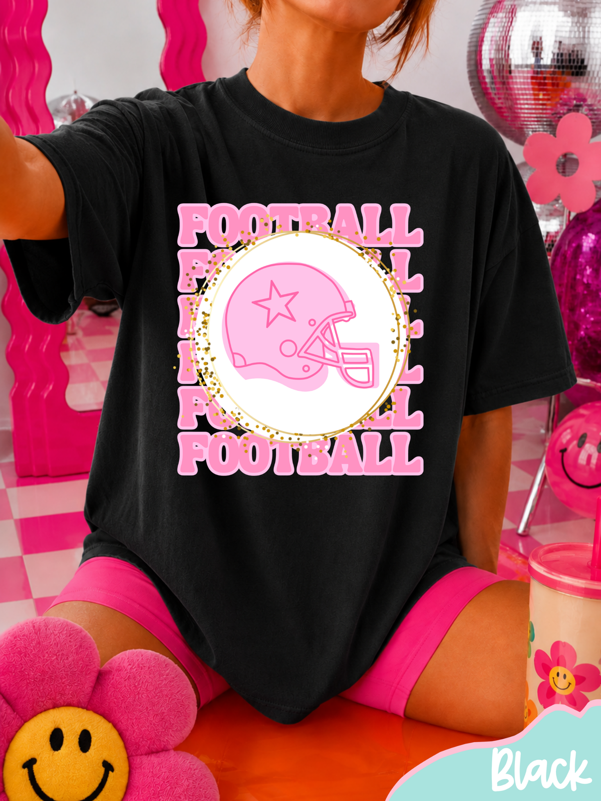 Pink Football Helmet DTF Graphics