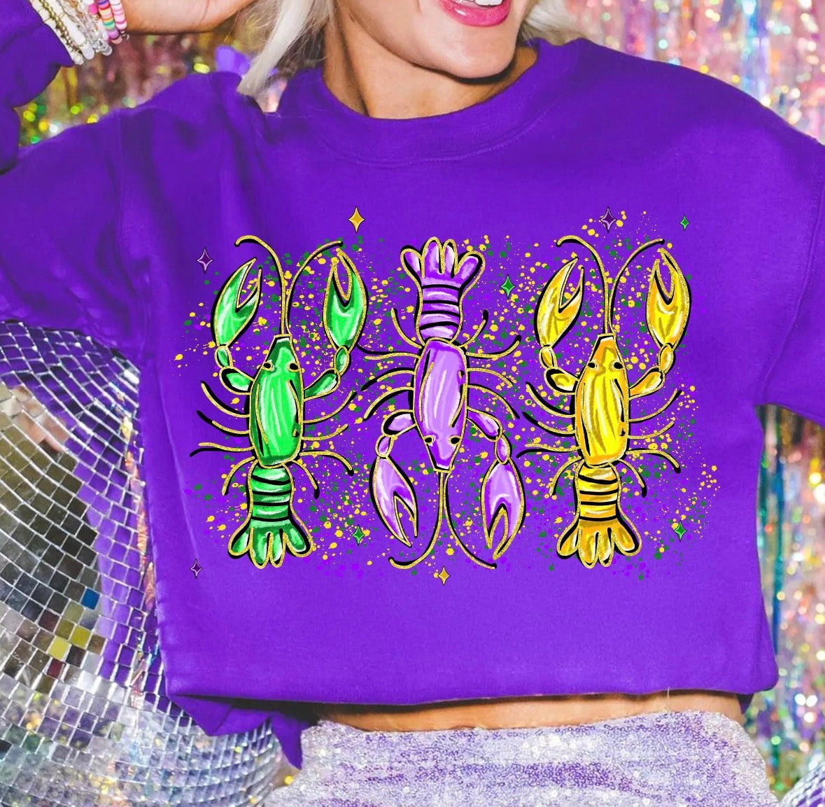 Mardi Gras Crawfish DTF Graphics