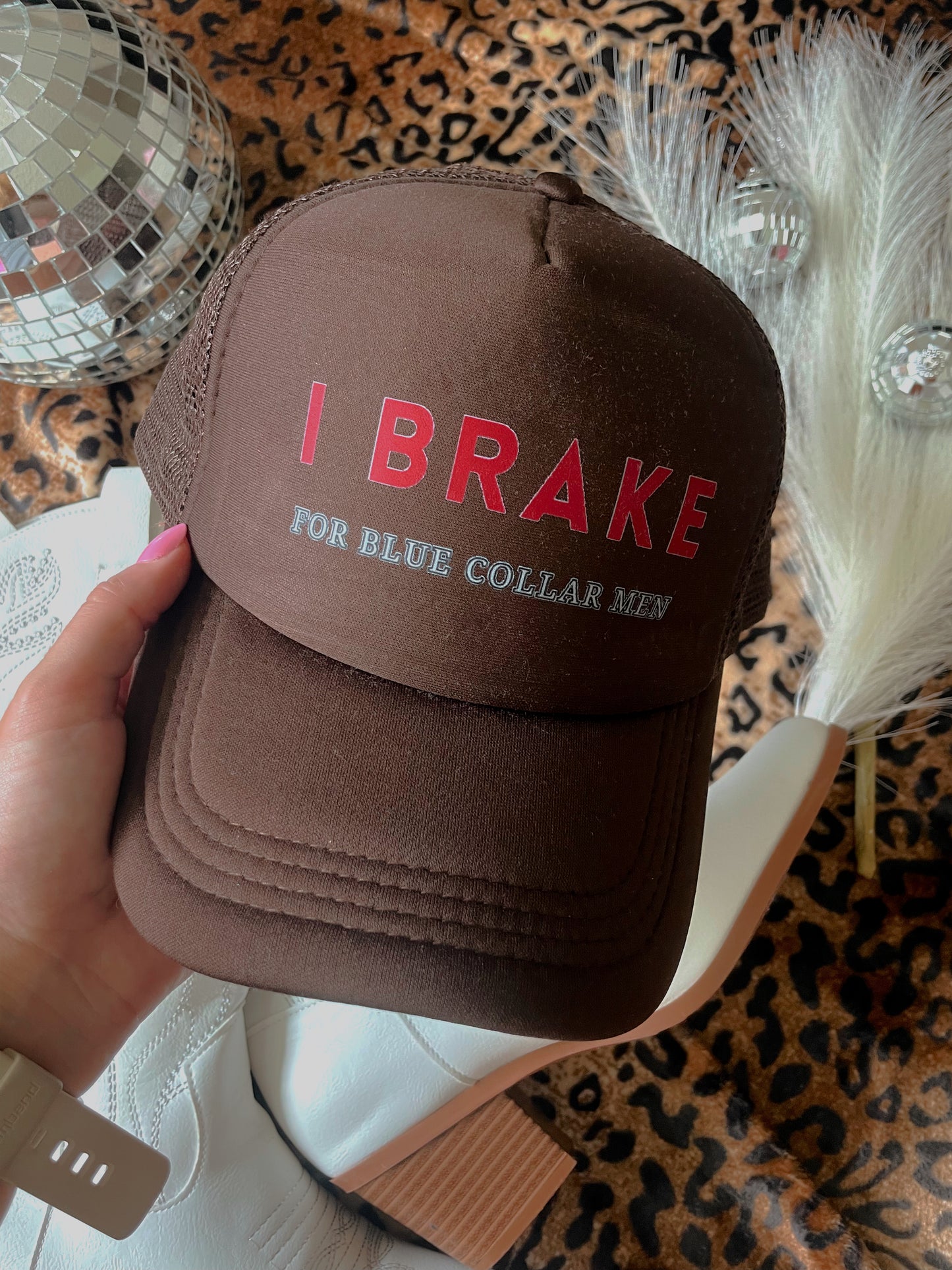 I Brake For Blue Collar Men Brown Hat (TAT 15 BIZ DAYS)