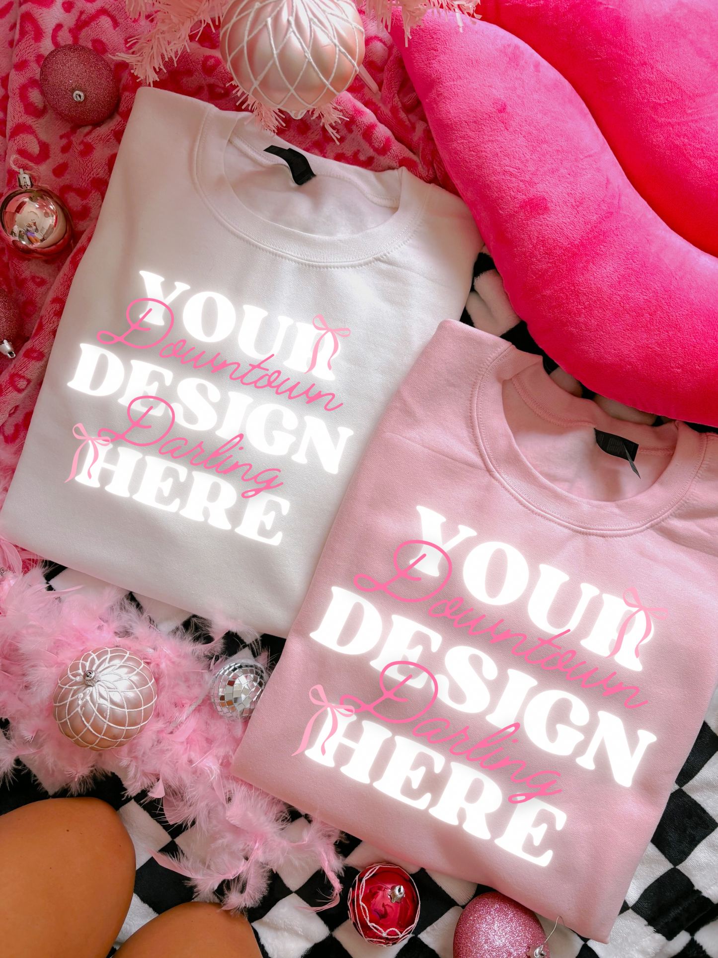 White & Light Pink Gildan Mock-Up