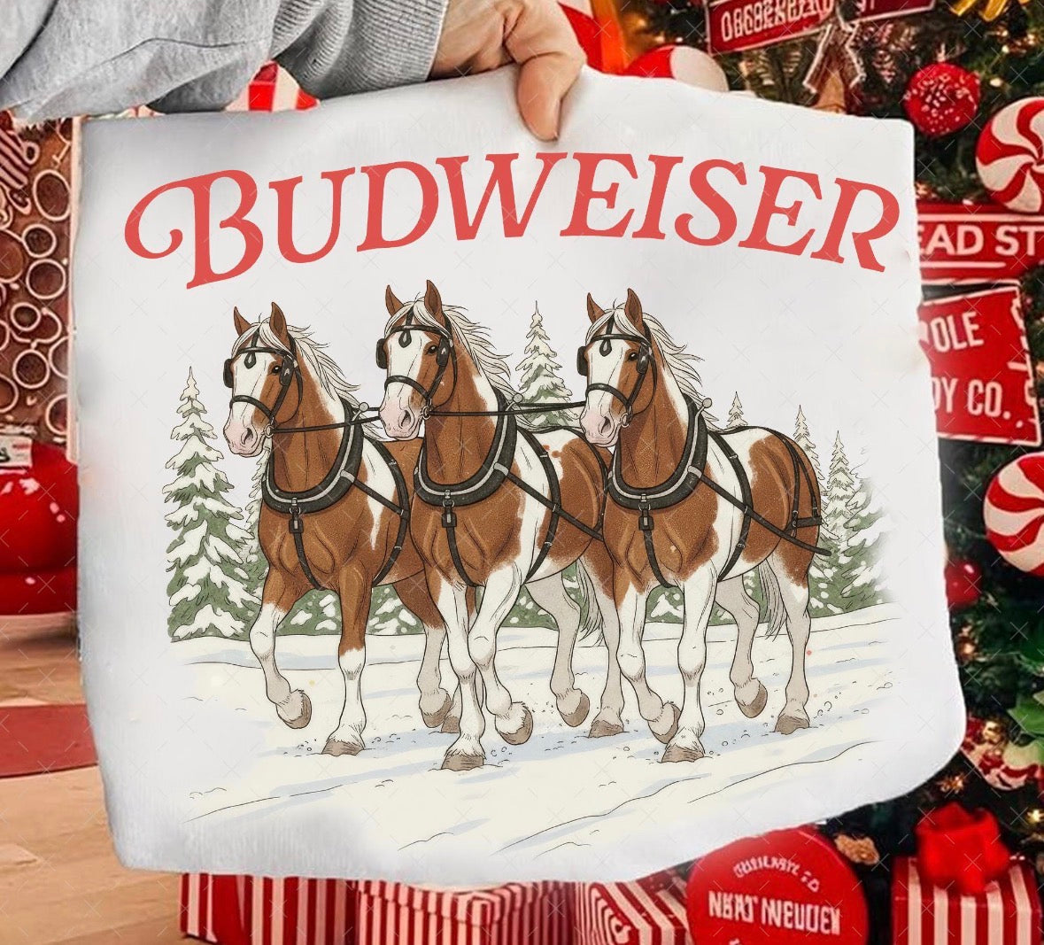 Budweiser Christmas Horses DTF Graphics