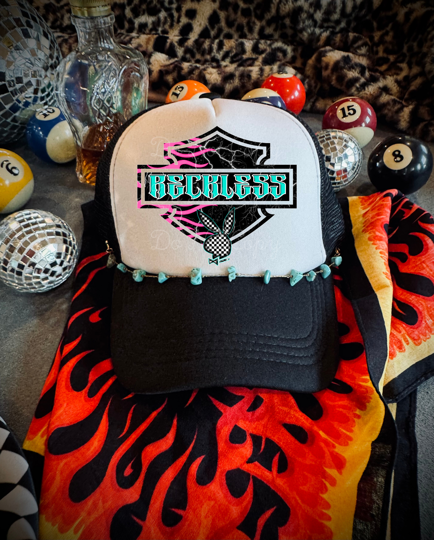 Reckless DTF Black + White Hat (TAT 15 BIZ DAYS)