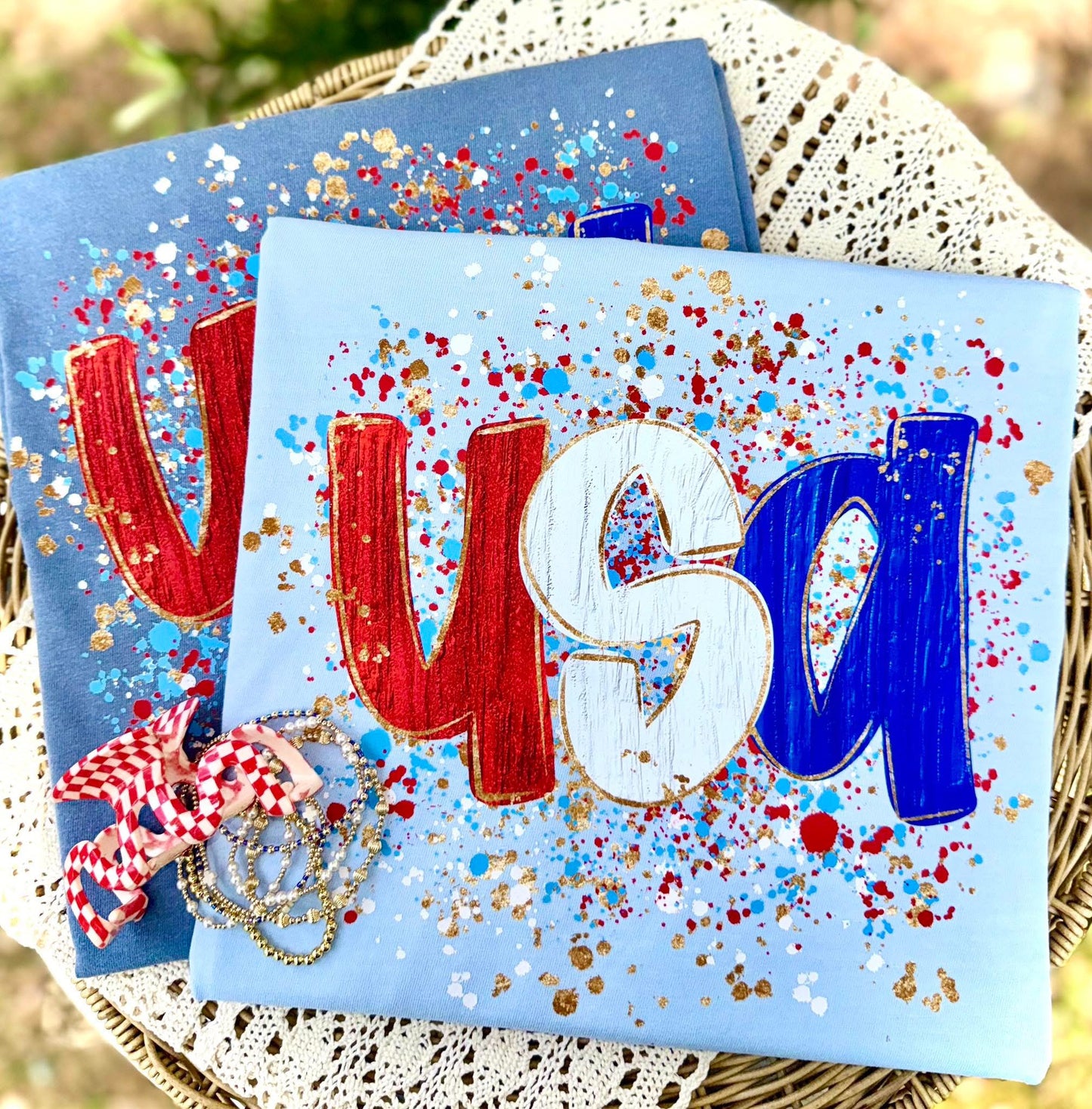 USA Splatter DTF Graphics (Light Blue)