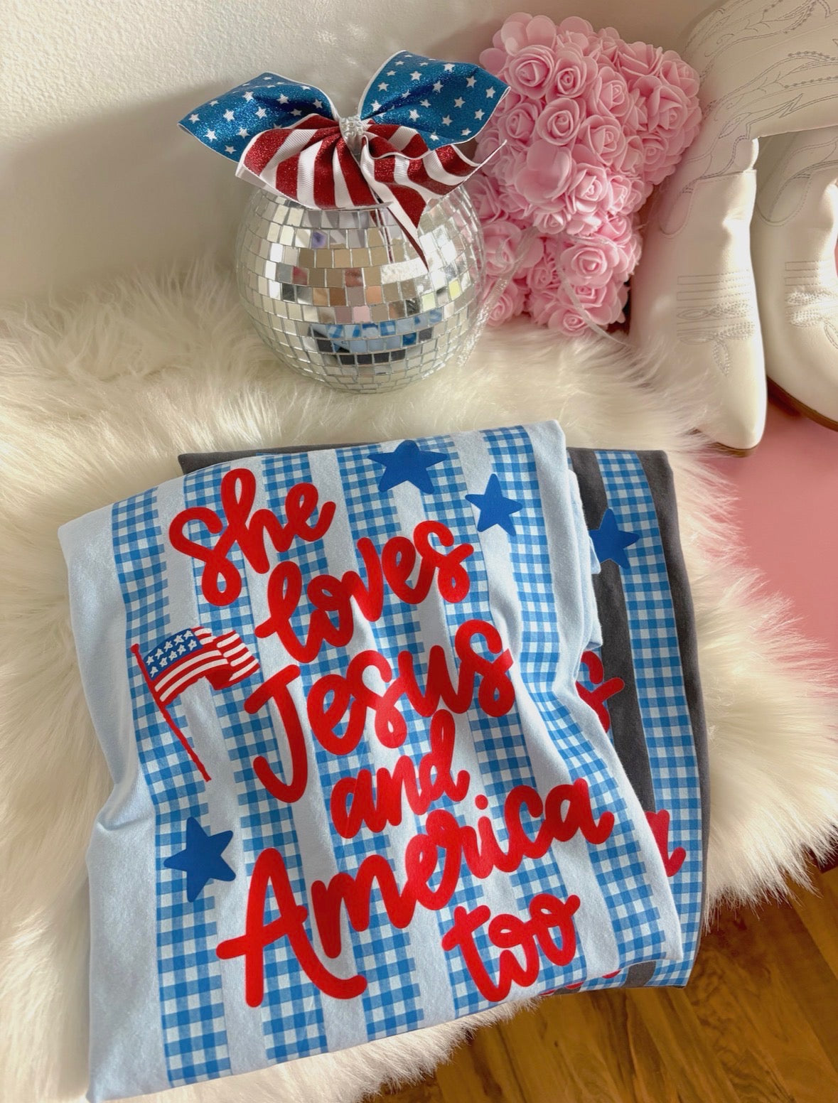 She Loves Jesus And America Too DTF Graphics