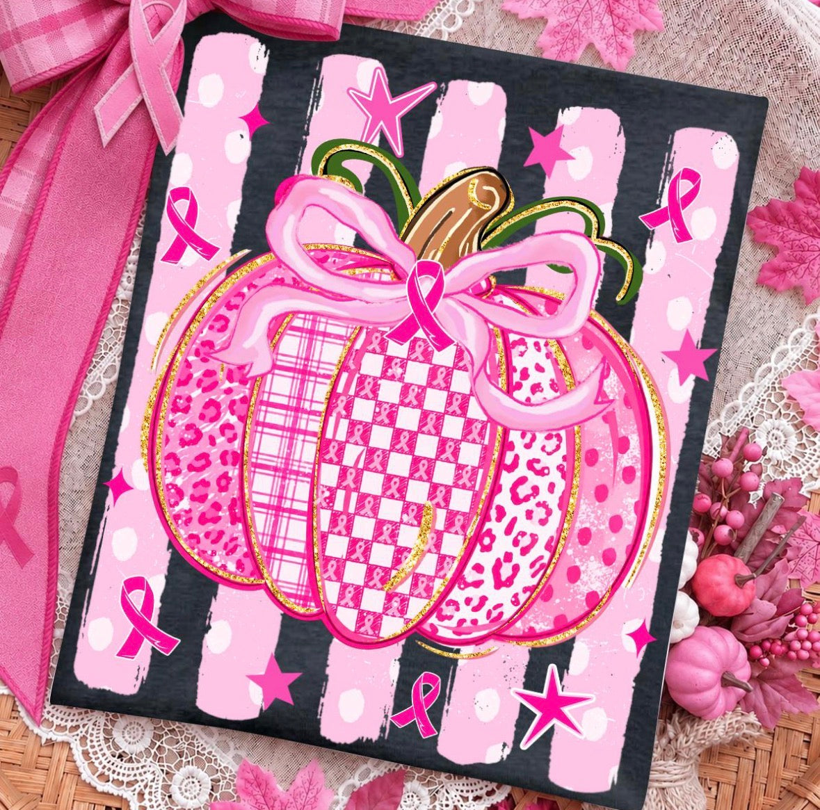 Breast Cancer Pumpkin DTF Graphics
