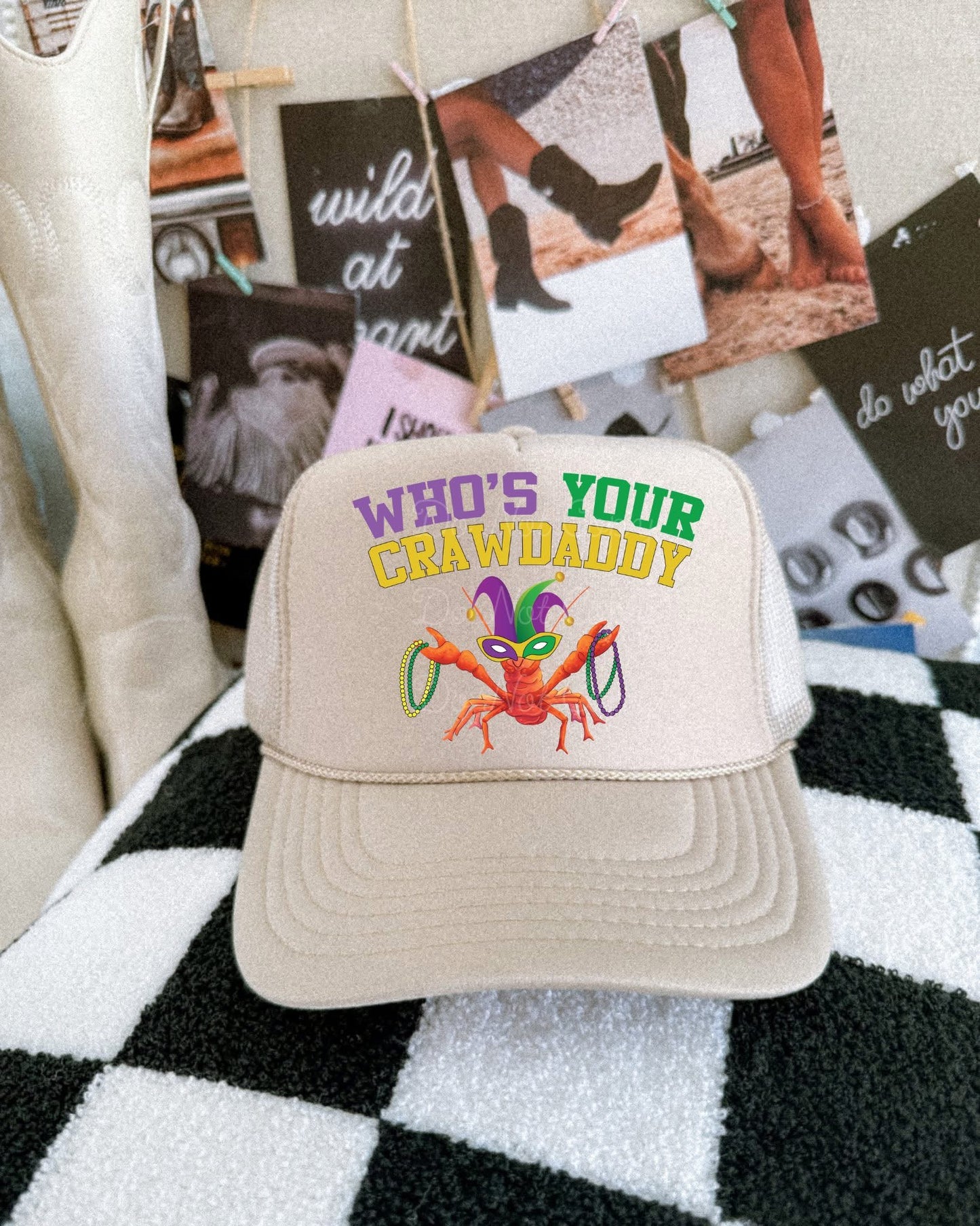 Who's Your Crawdaddy DTF Tan Hat (TAT 15 BIZ DAYS)