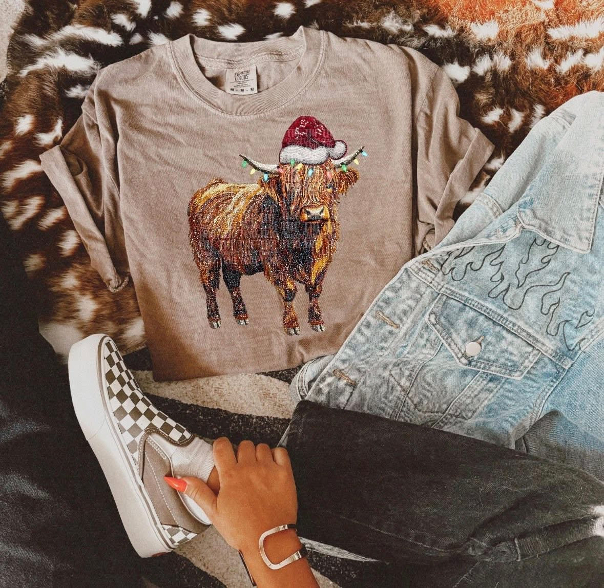 Christmas Cow DTF Graphics