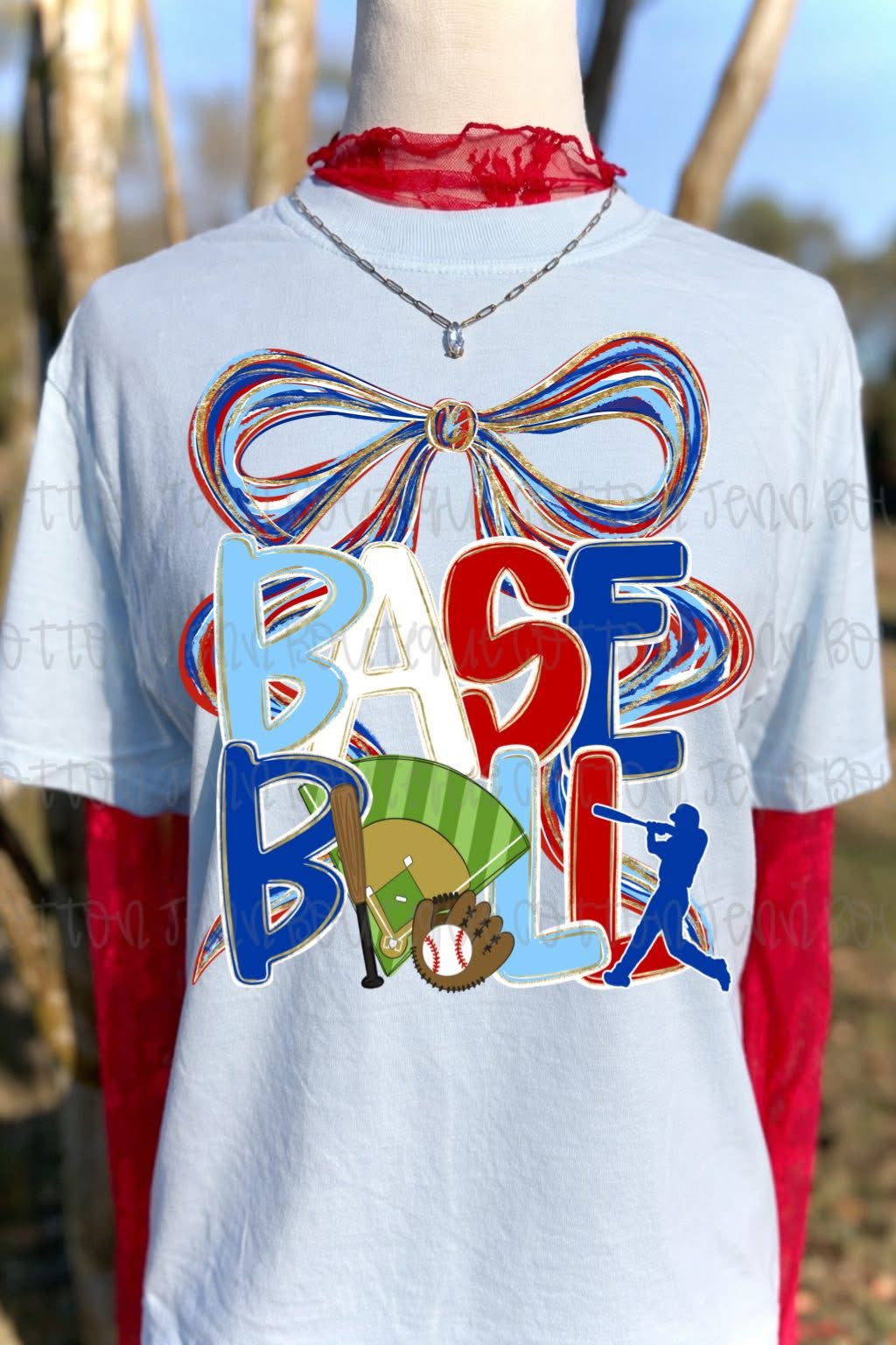Baseball Bow DTF Graphics