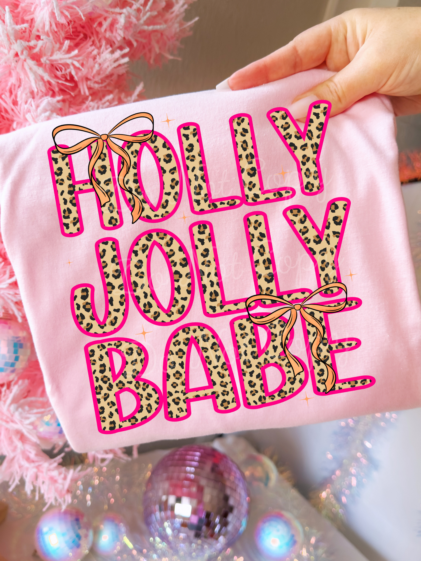 Holly Jolly Babe Leopard DTF Graphics