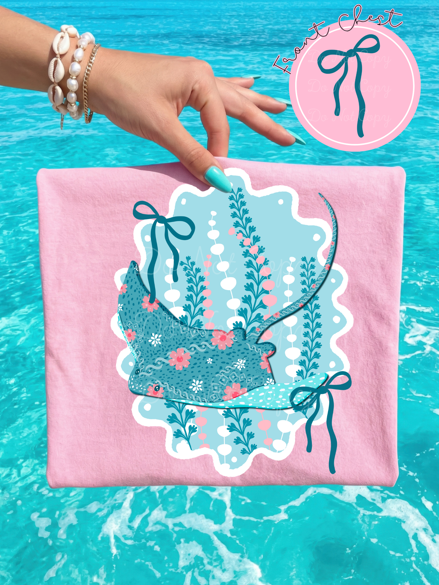 Floral Sting Ray (front & back) DTF Graphics