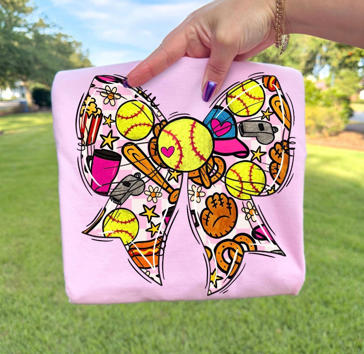 Softball Bow DTF Graphics