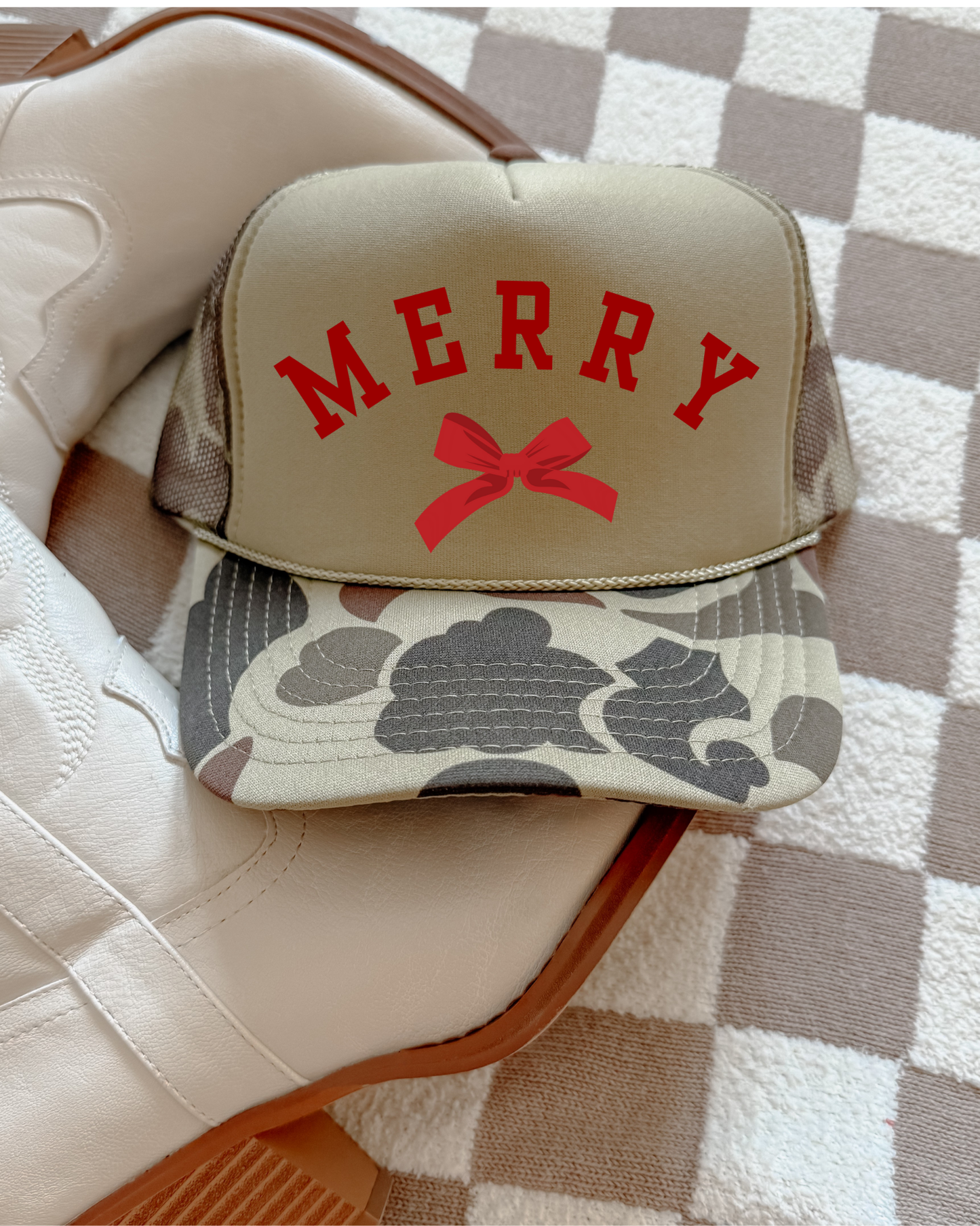 Merry DTF Green Camo Hat (TAT 15 BIZ DAYS)