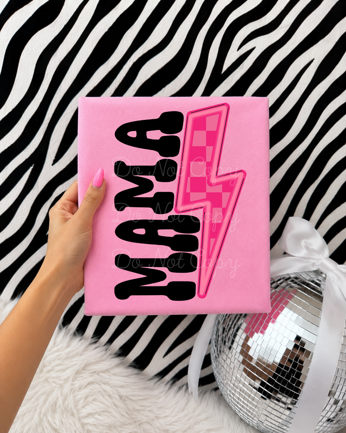 Pink Lightening Mama DTF Graphics