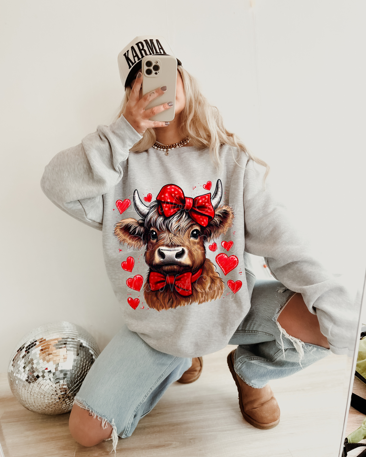 Valentine’s Highland Cow DTF Graphics