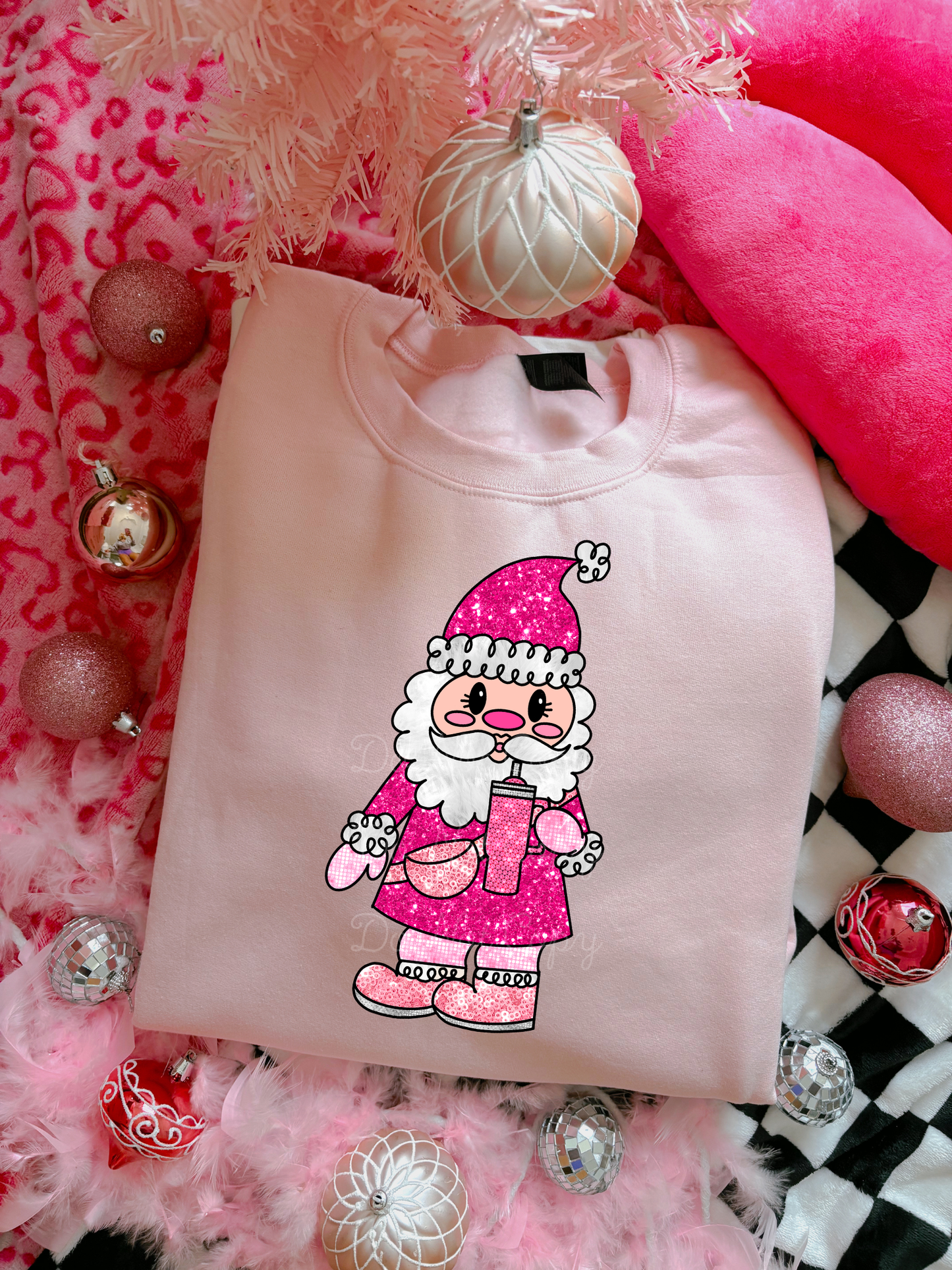Pink Santa Stanley DTF Graphics
