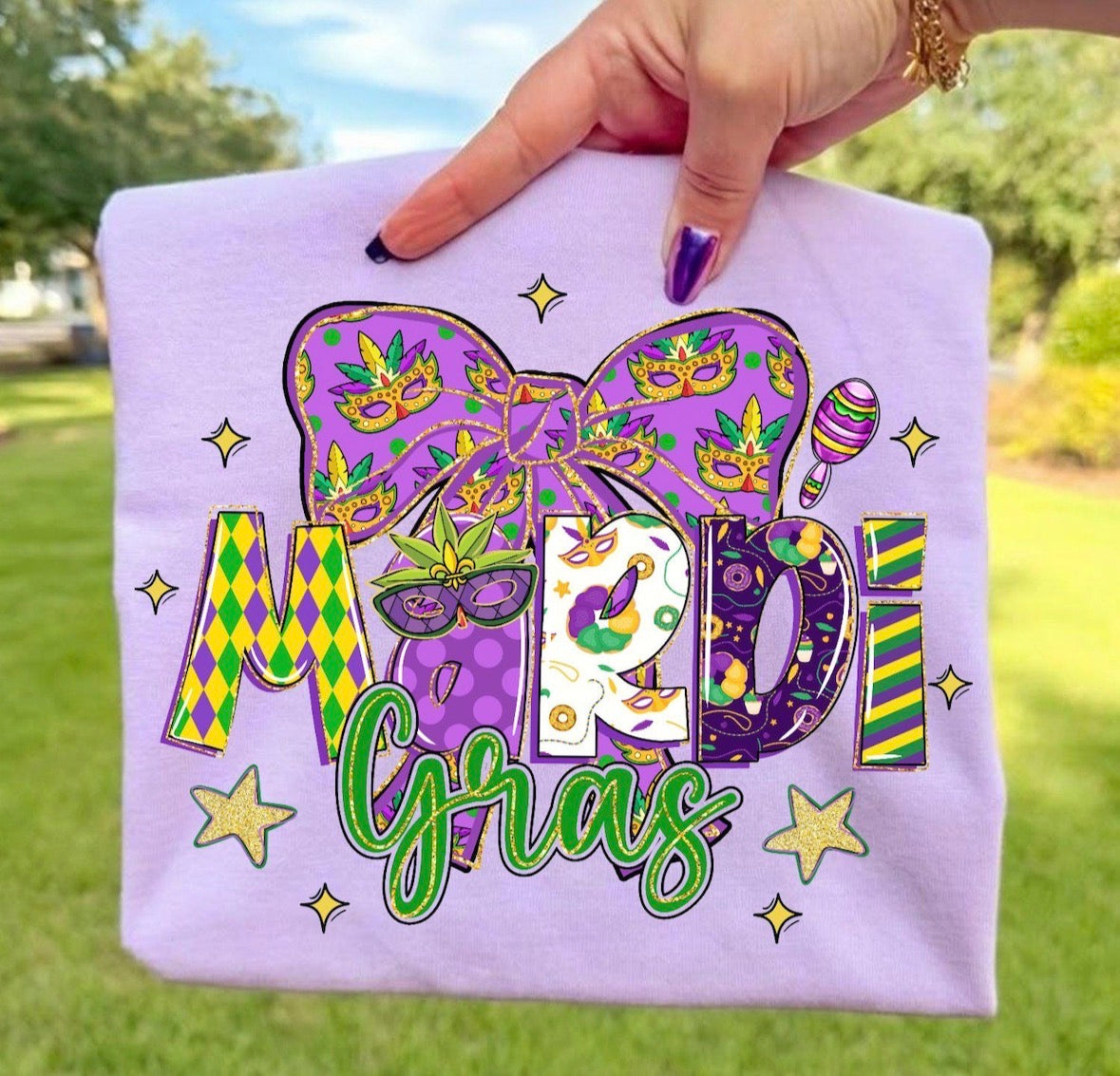 Mardi Gras Bow DTF Graphics