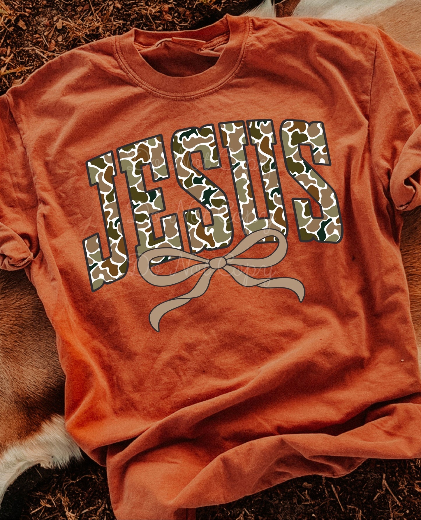 Camo Jesus W/ Bow DTF Graphics