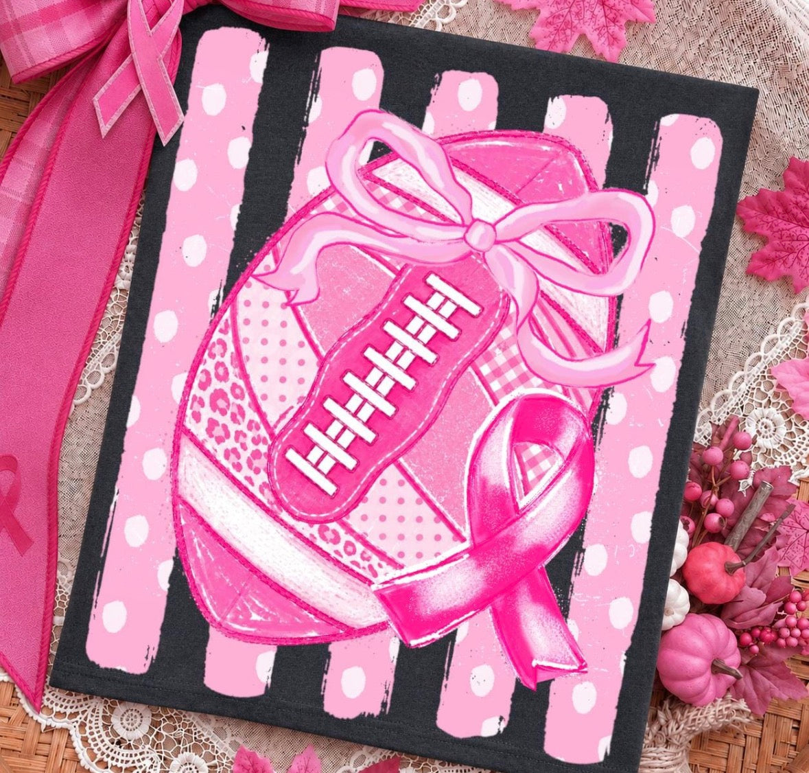 Breast Cancer Football Stripes DTF Graphics