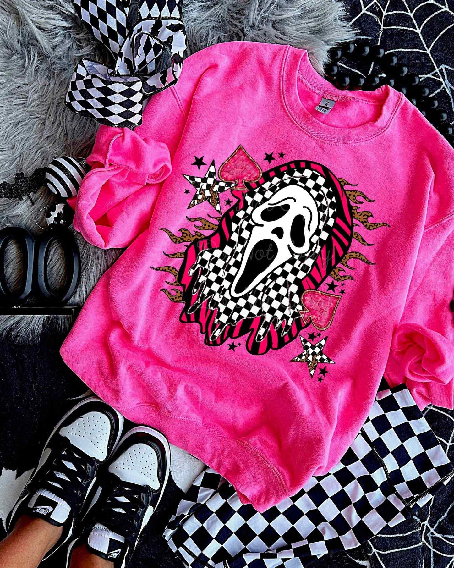 Checkered Ghost Face DTF Graphics