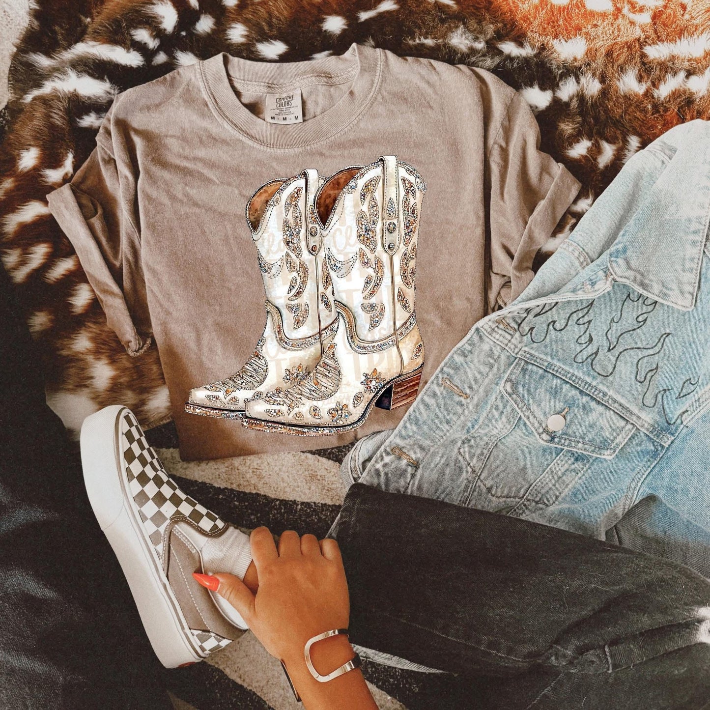 Faux Rhinestone Boots DTF Graphics