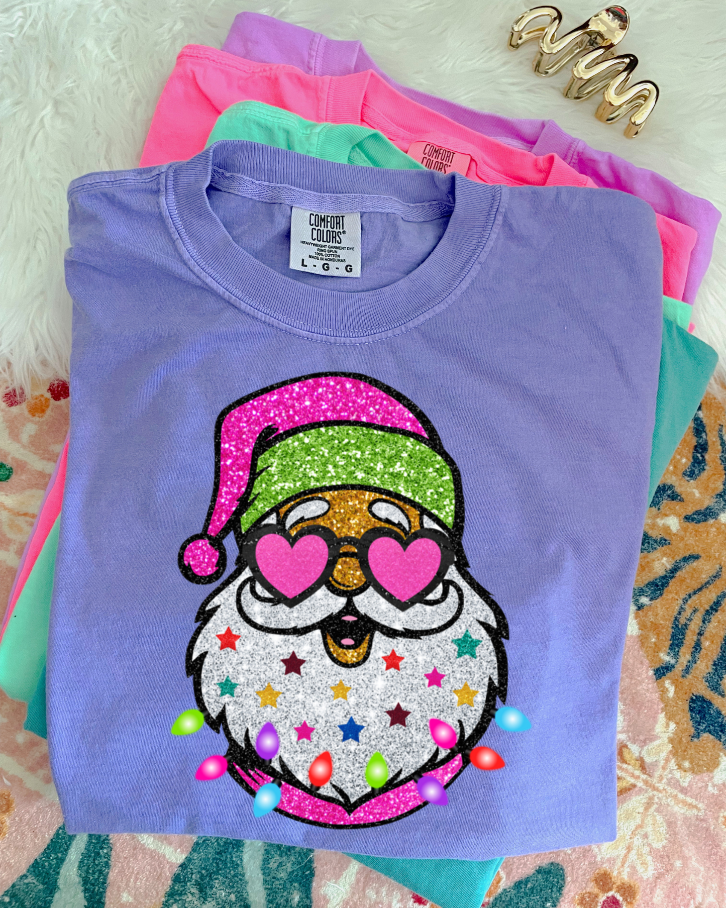 Colorful Santa DTF Graphics