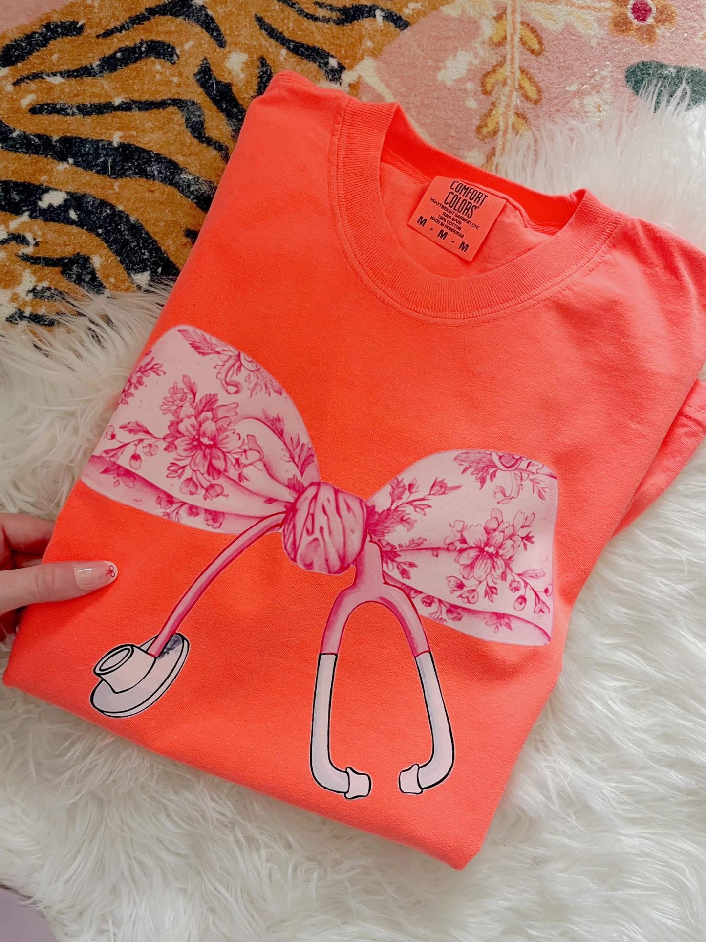Pink Floral Nurse Bow DTF Graphics