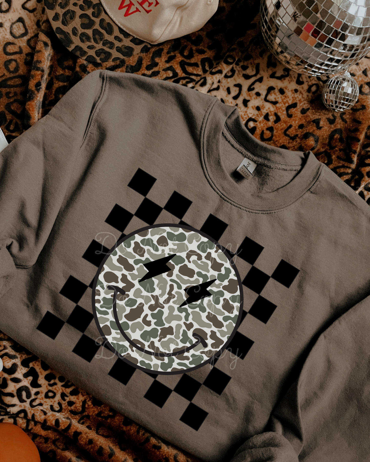 Camo Smiley Checkered PNG
