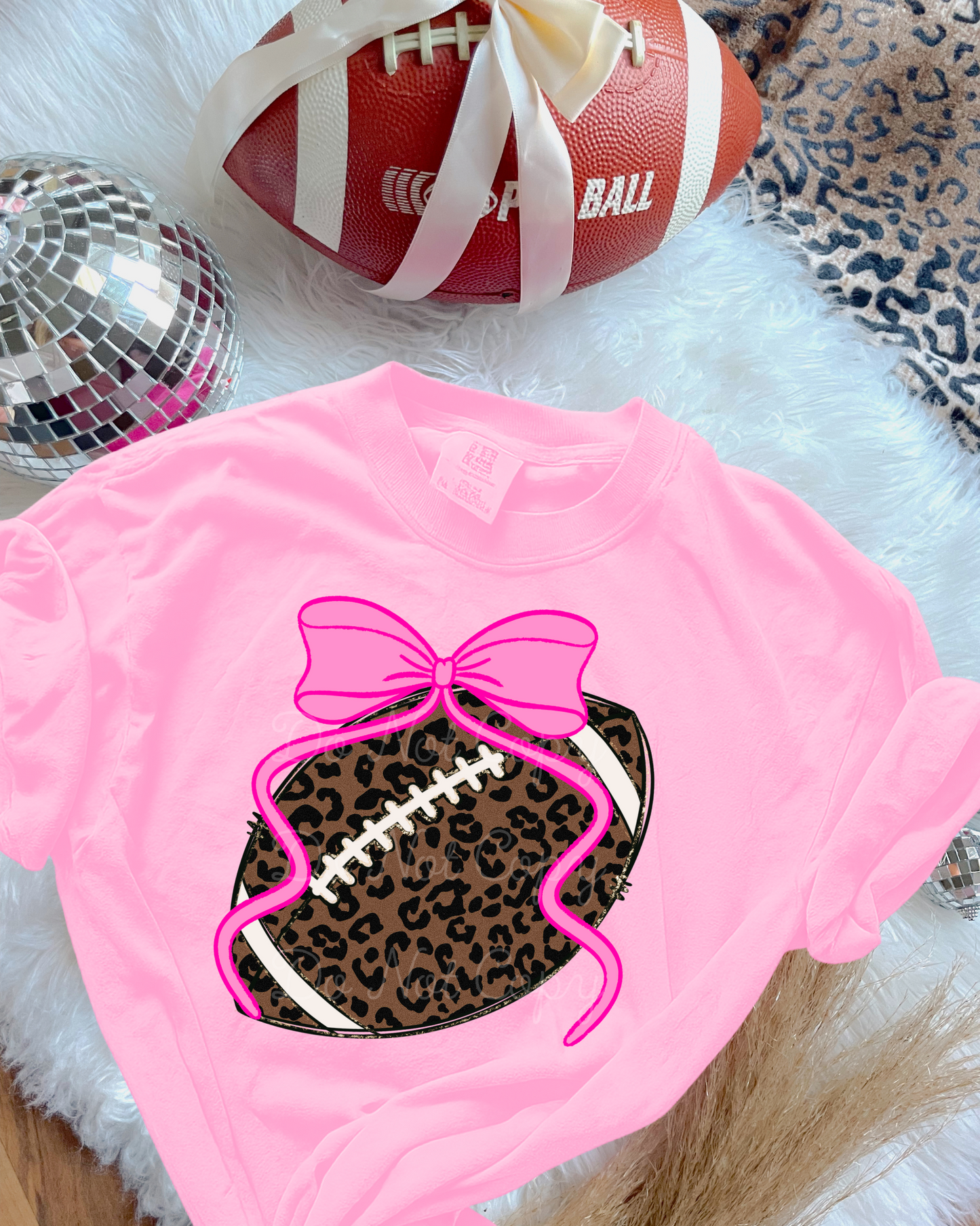 Cheetah Football Bow DTF Graphics