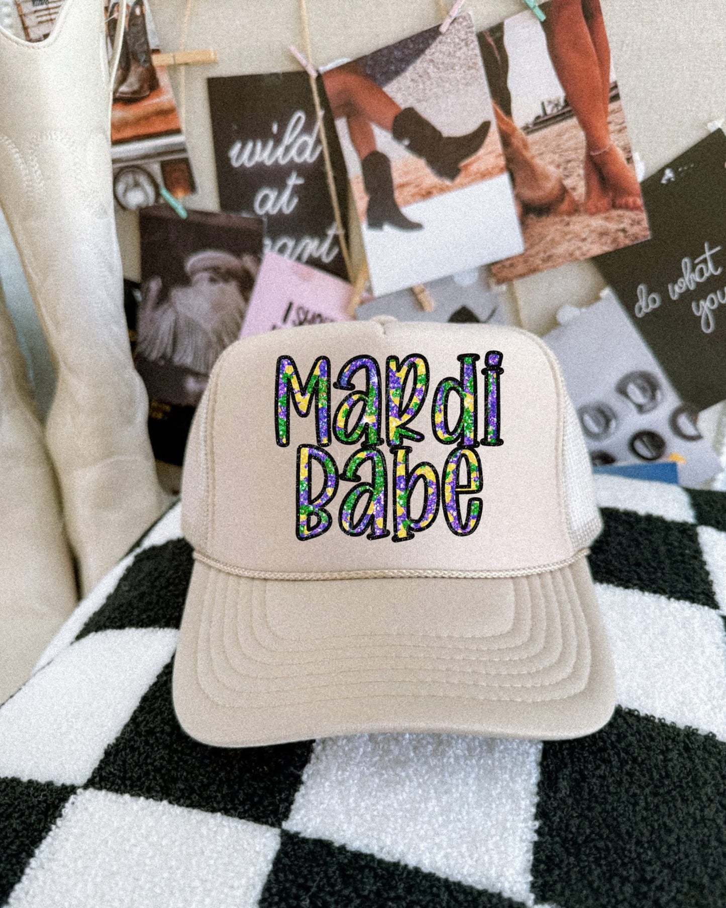 Mardi Gras DTF Tan Hat (TAT 15 BIZ DAYS)