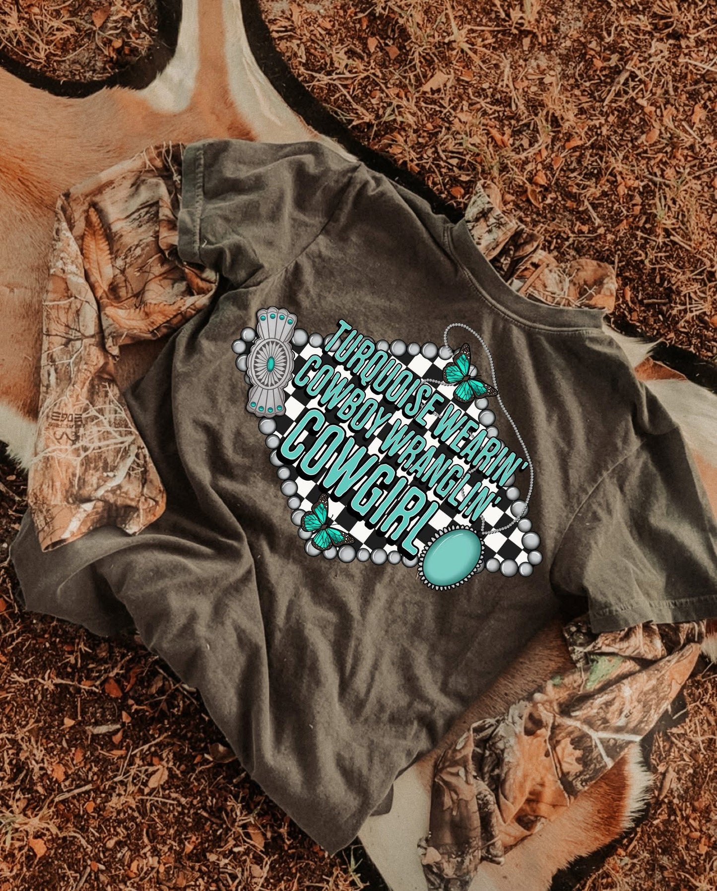 Turquoise Wearing Cowboy Wranglin Cowgirl DTF Graphics