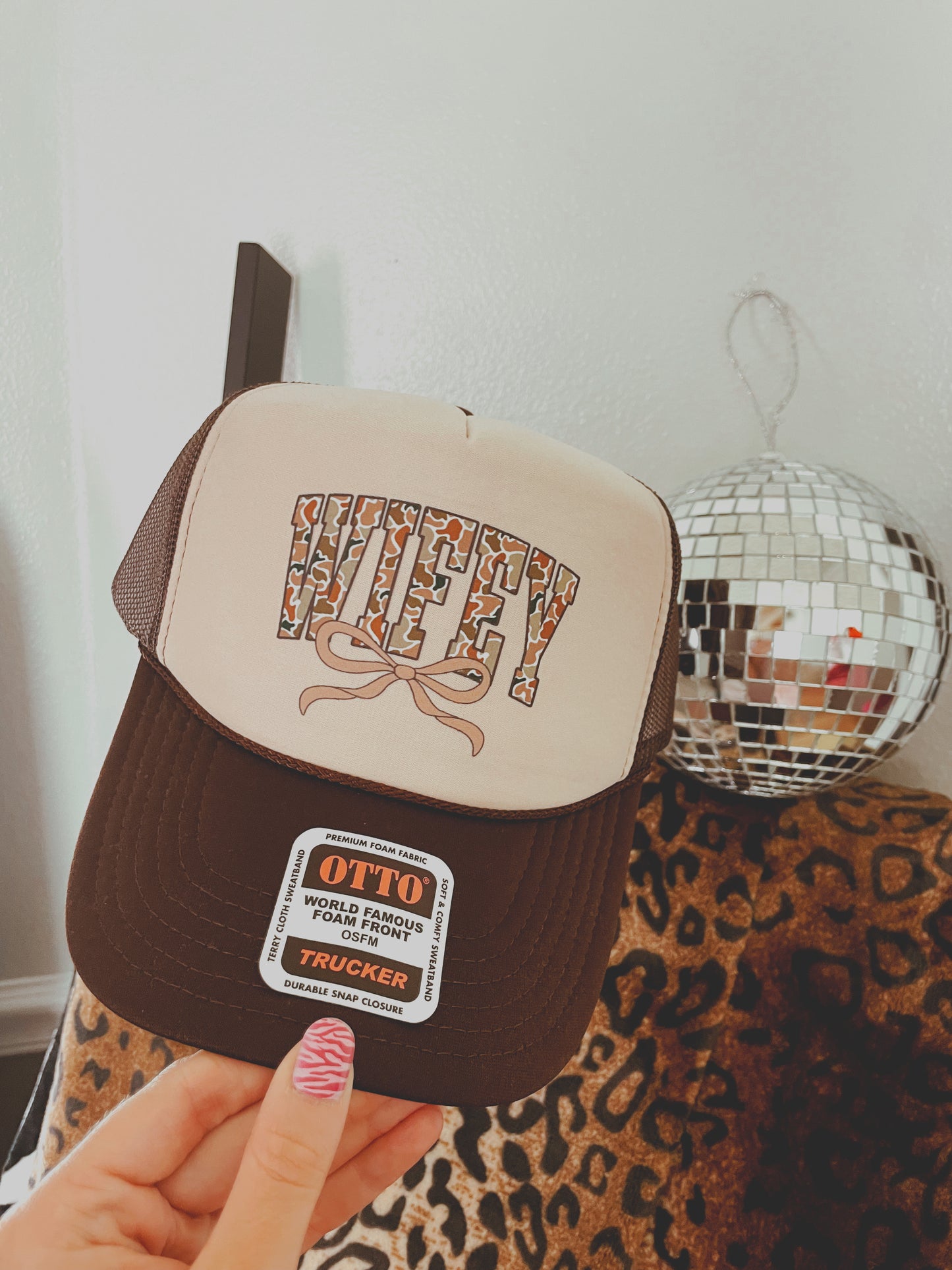 Camo Wifey DTF Brown + Tan Hat (TAT 15 BIZ DAYS)