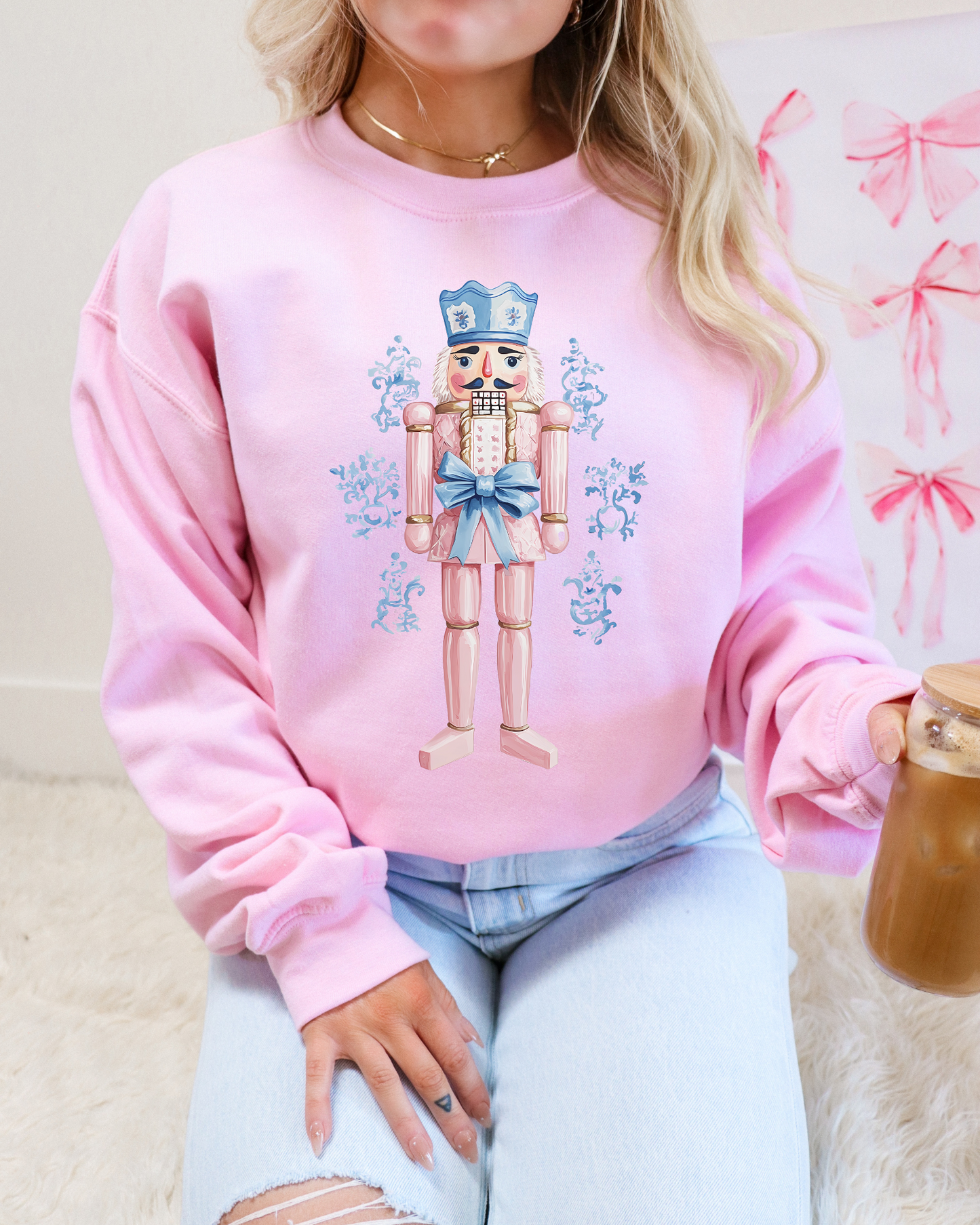 Blue Floral Nut Cracker DTF Graphics